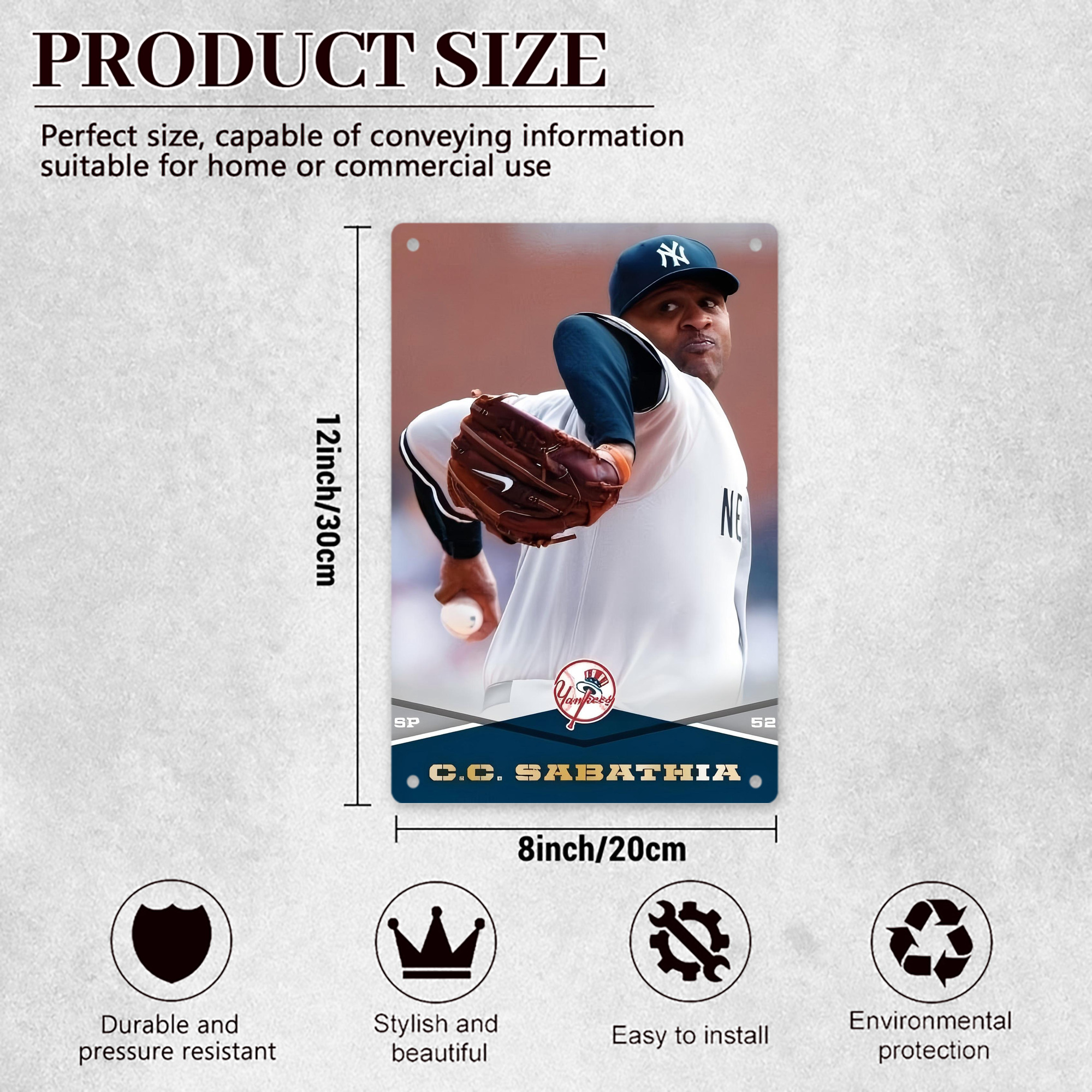 CC Sabatnia 6 8x12inch Vertical Aluminum Sign - Durable Fade-Resistant Indoor/Outdoor Safety & Information Plaque For Office, Hotel, Restaurant, Bar, Public Spaces