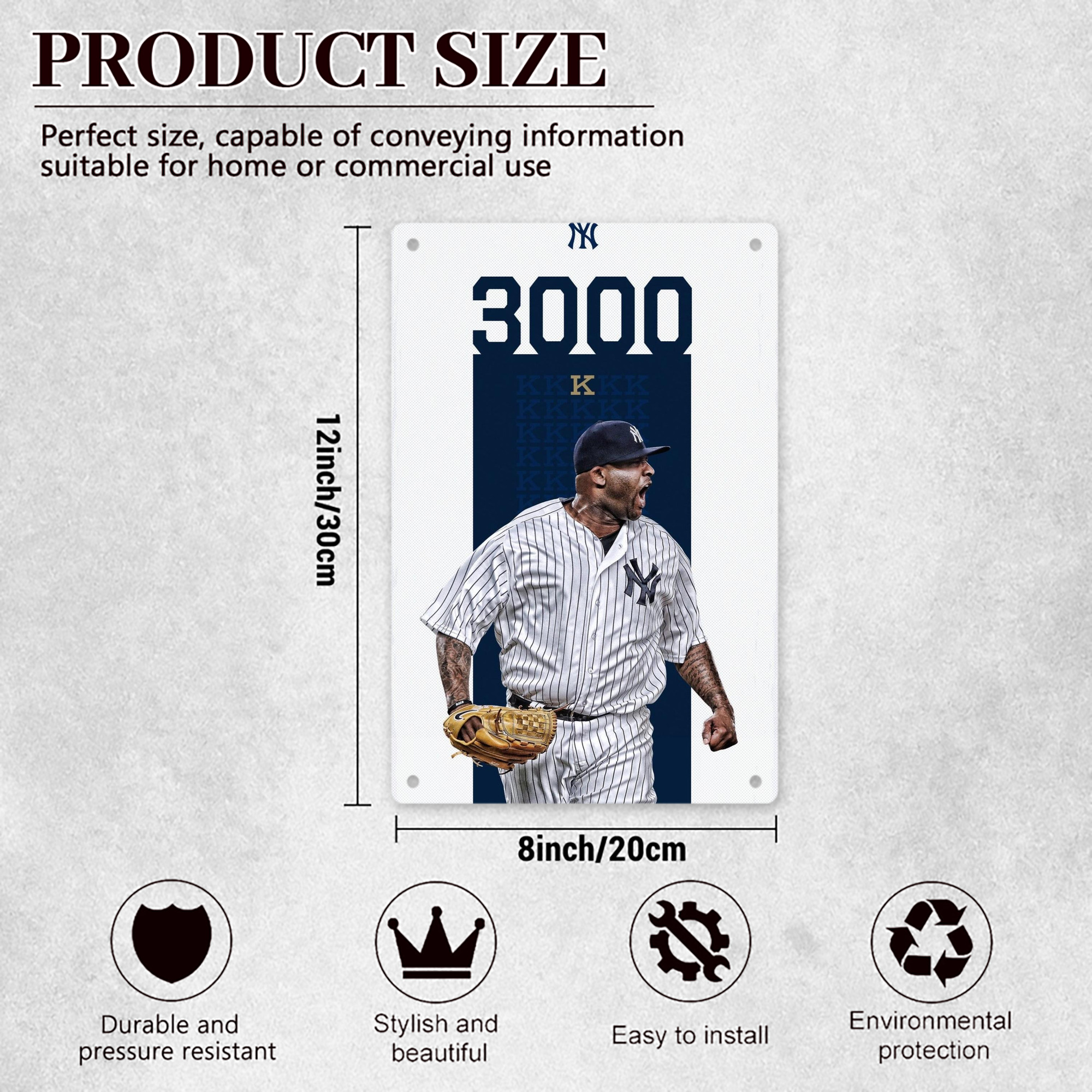 CC Sabatnia 7 8x12inch Vertical Aluminum Sign - Durable Fade-Resistant Indoor/Outdoor Safety & Information Plaque For Office, Hotel, Restaurant, Bar, Public Spaces