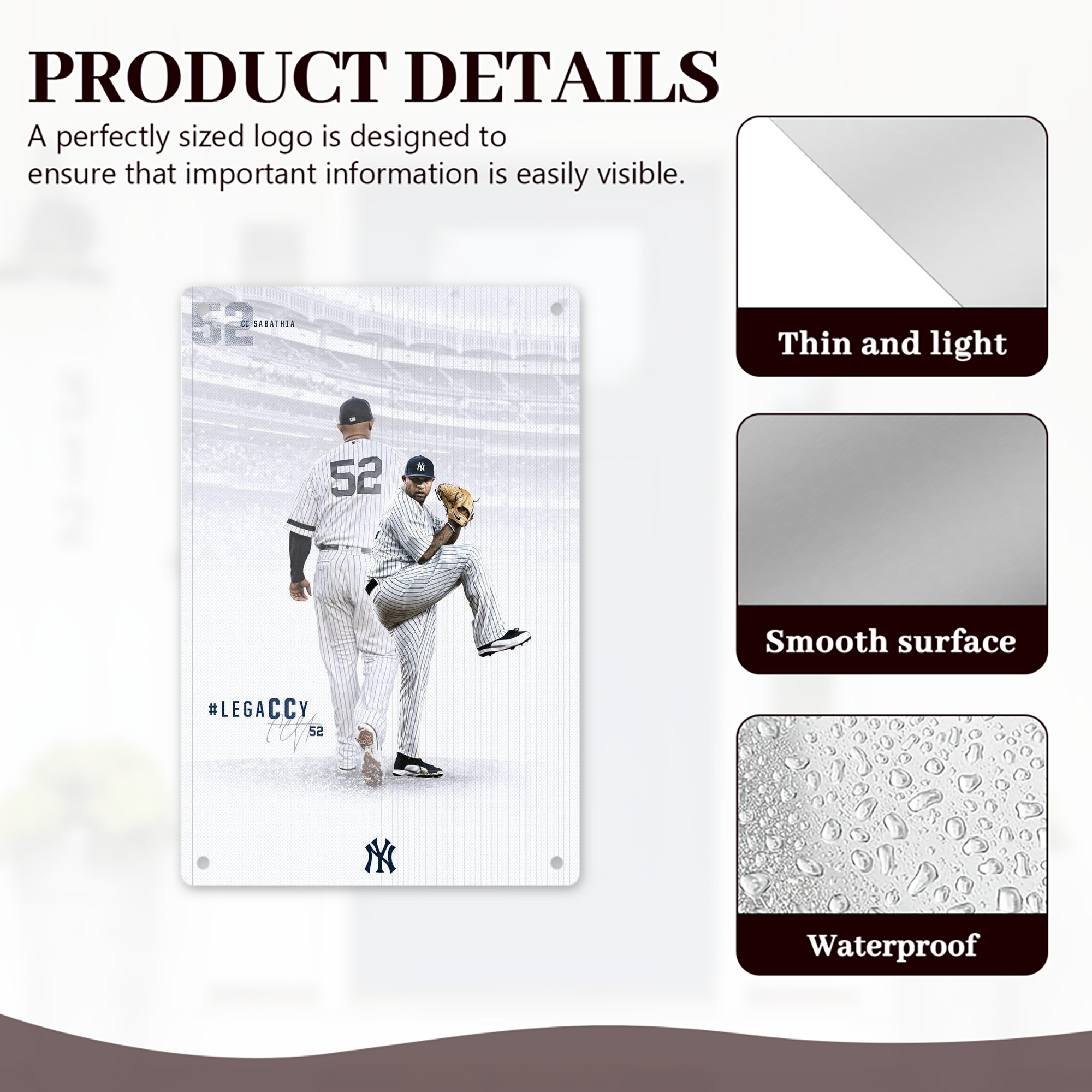 CC Sabatnia 9 8x12inch Vertical Aluminum Sign - Durable Fade-Resistant Indoor/Outdoor Safety & Information Plaque For Office, Hotel, Restaurant, Bar, Public Spaces