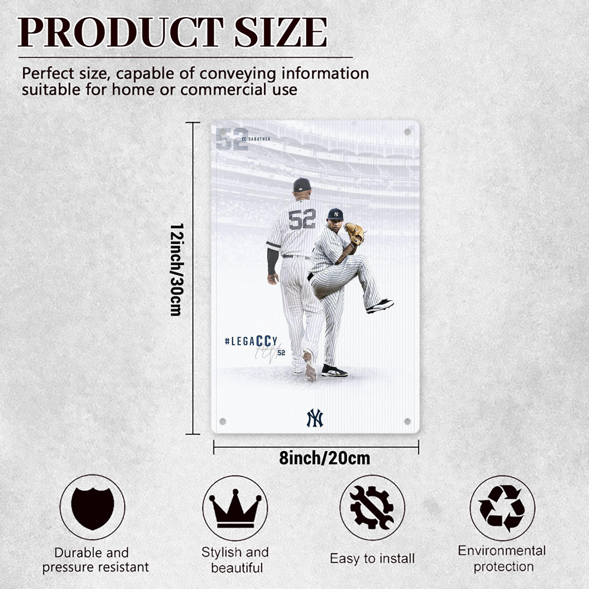 CC Sabatnia 9 8x12inch Vertical Aluminum Sign - Durable Fade-Resistant Indoor/Outdoor Safety & Information Plaque For Office, Hotel, Restaurant, Bar, Public Spaces