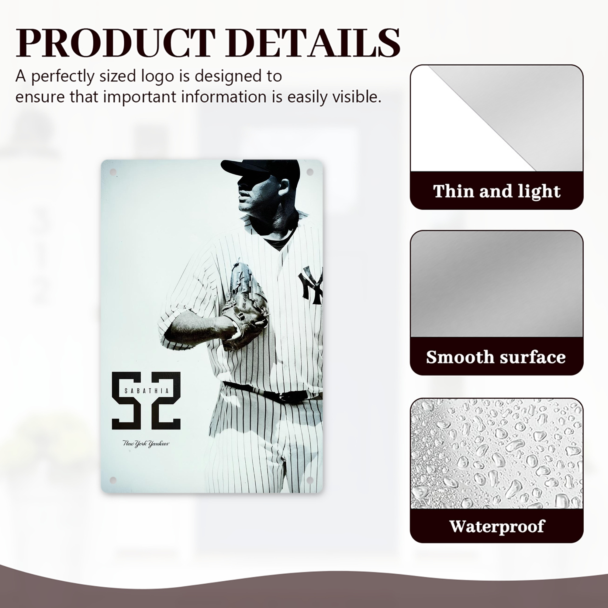 CC Sabatnia 12 8x12inch Vertical Aluminum Sign - Durable Fade-Resistant Indoor/Outdoor Safety & Information Plaque For Office, Hotel, Restaurant, Bar, Public Spaces