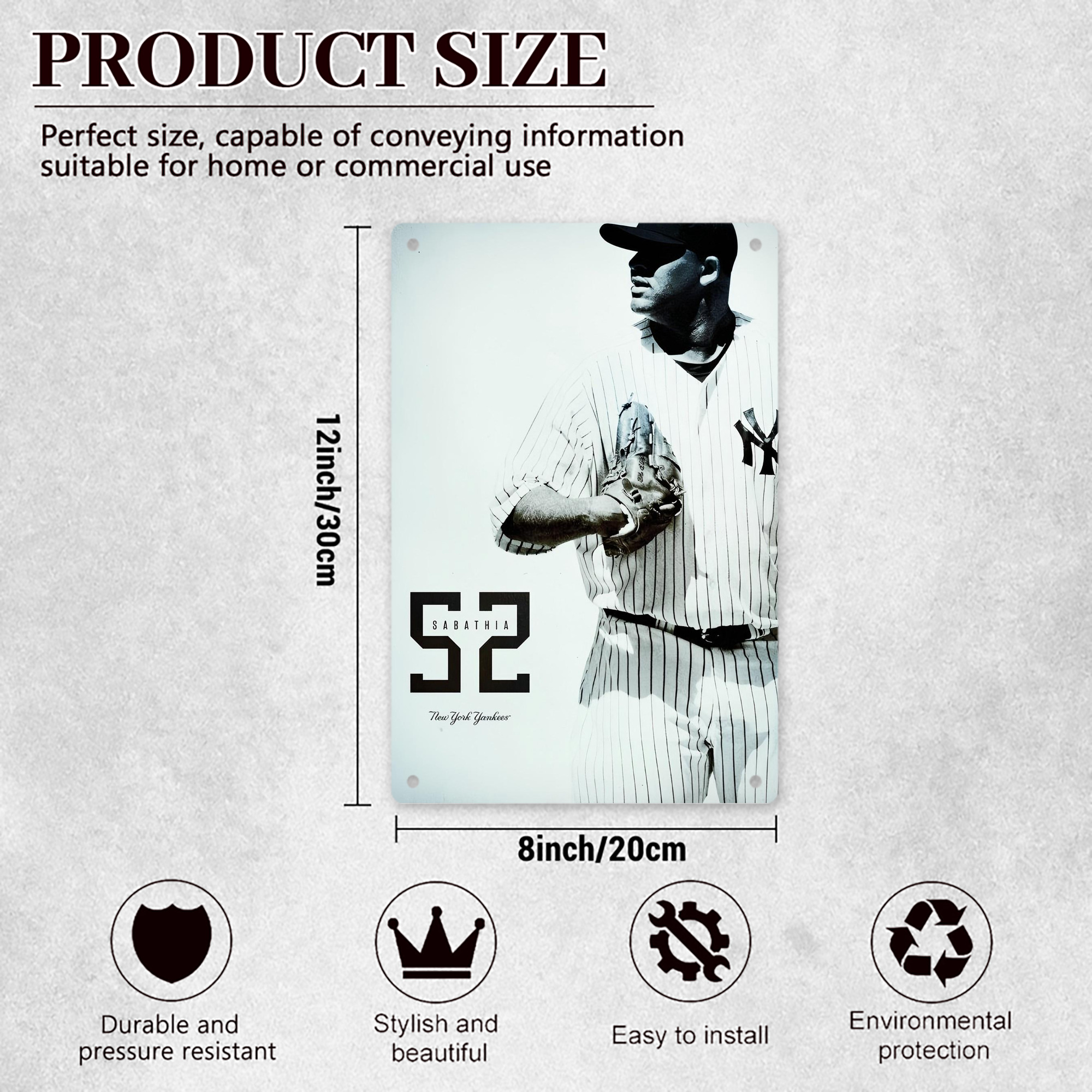 CC Sabatnia 12 8x12inch Vertical Aluminum Sign - Durable Fade-Resistant Indoor/Outdoor Safety & Information Plaque For Office, Hotel, Restaurant, Bar, Public Spaces