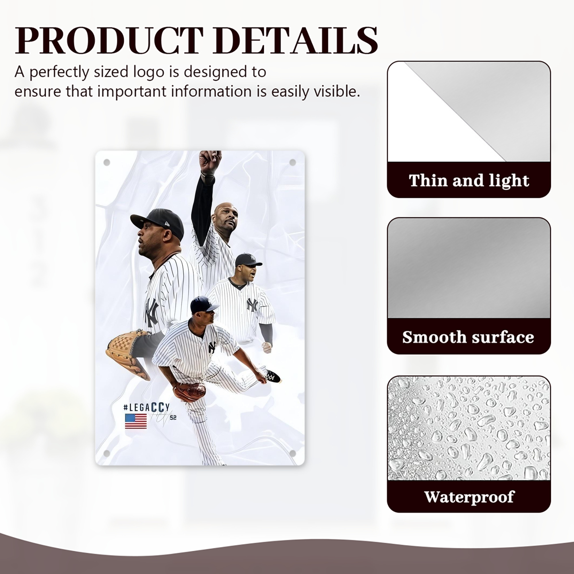 CC Sabatnia 13 8x12inch Vertical Aluminum Sign - Durable Fade-Resistant Indoor/Outdoor Safety & Information Plaque For Office, Hotel, Restaurant, Bar, Public Spaces