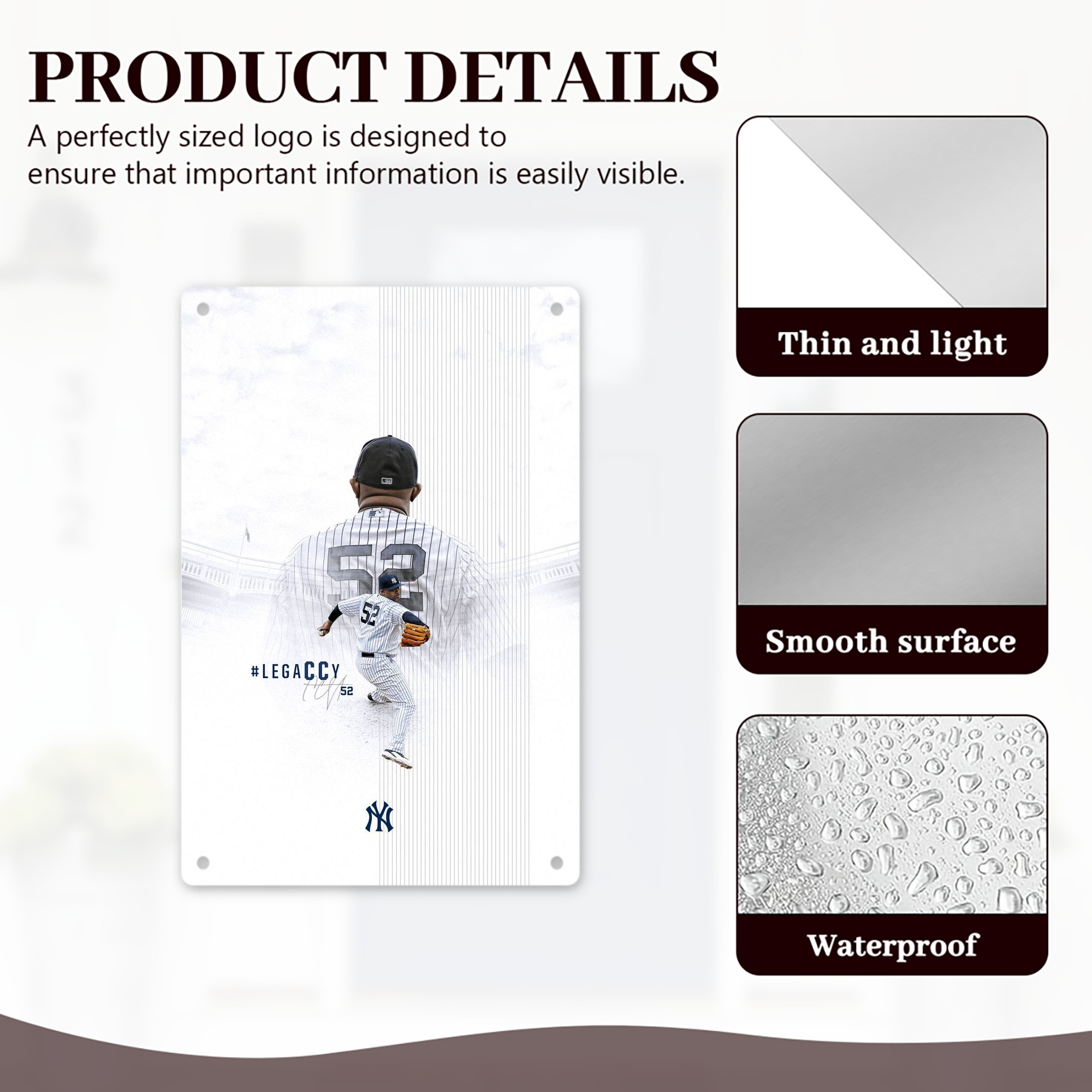 CC Sabatnia 19 8x12inch Vertical Aluminum Sign - Durable Fade-Resistant Indoor/Outdoor Safety & Information Plaque For Office, Hotel, Restaurant, Bar, Public Spaces