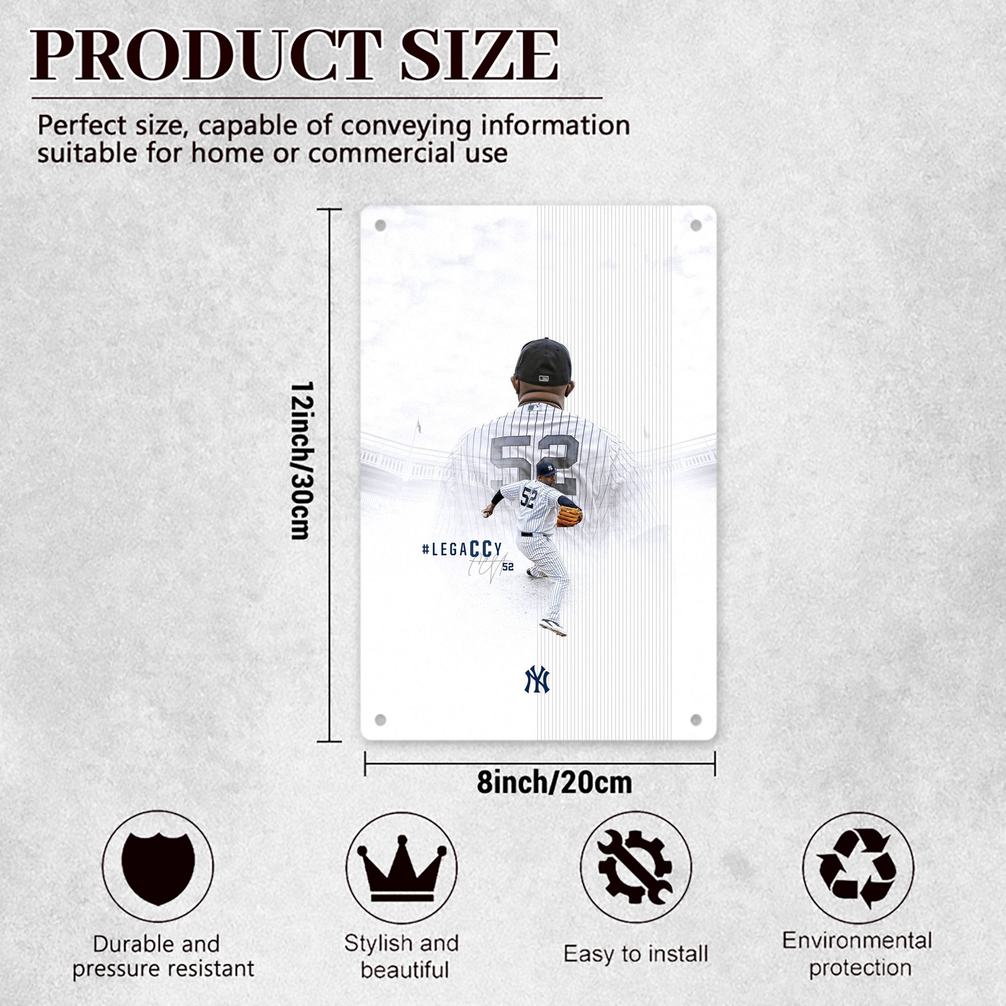 CC Sabatnia 19 8x12inch Vertical Aluminum Sign - Durable Fade-Resistant Indoor/Outdoor Safety & Information Plaque For Office, Hotel, Restaurant, Bar, Public Spaces