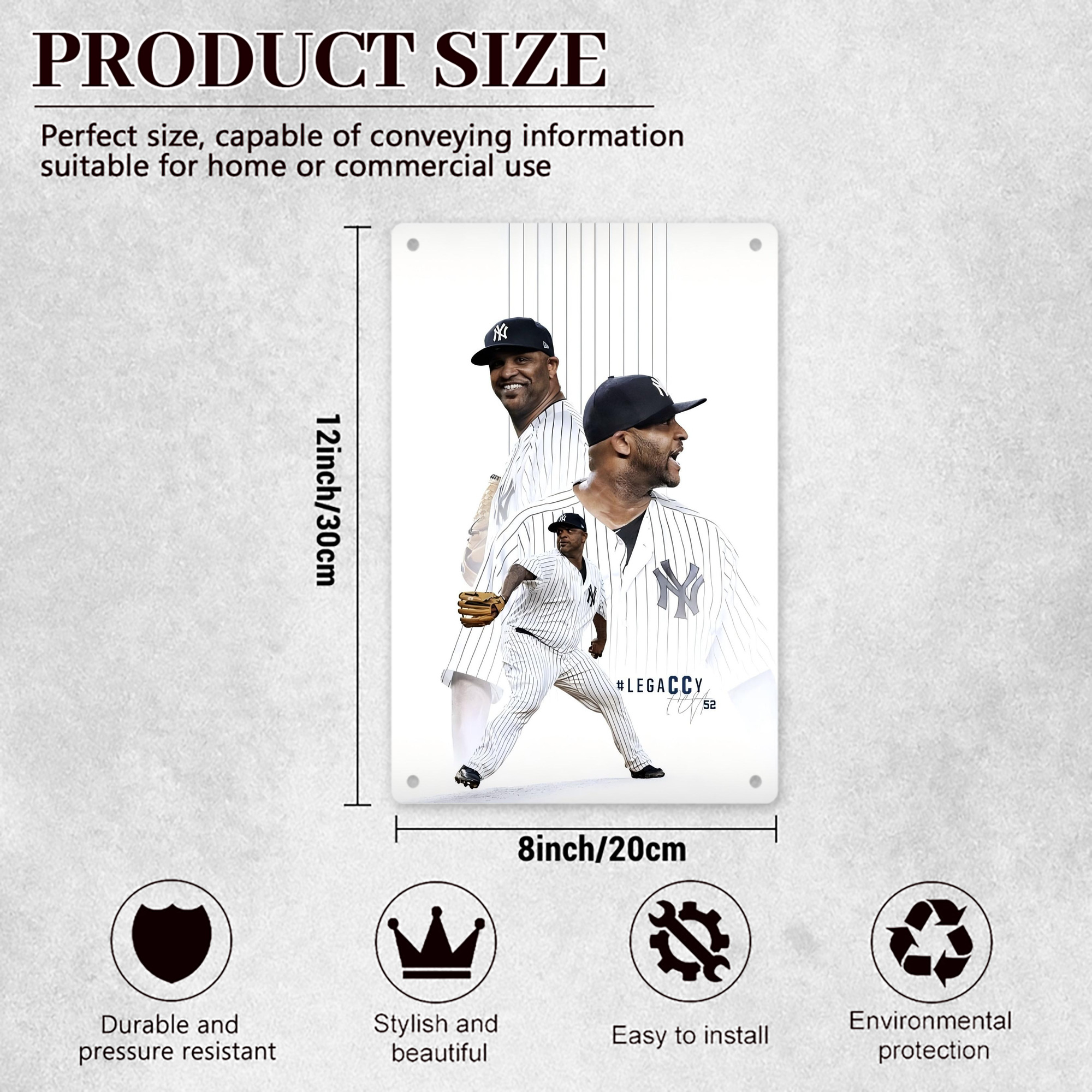 CC Sabatnia 21 8x12inch Vertical Aluminum Sign - Durable Fade-Resistant Indoor/Outdoor Safety & Information Plaque For Office, Hotel, Restaurant, Bar, Public Spaces