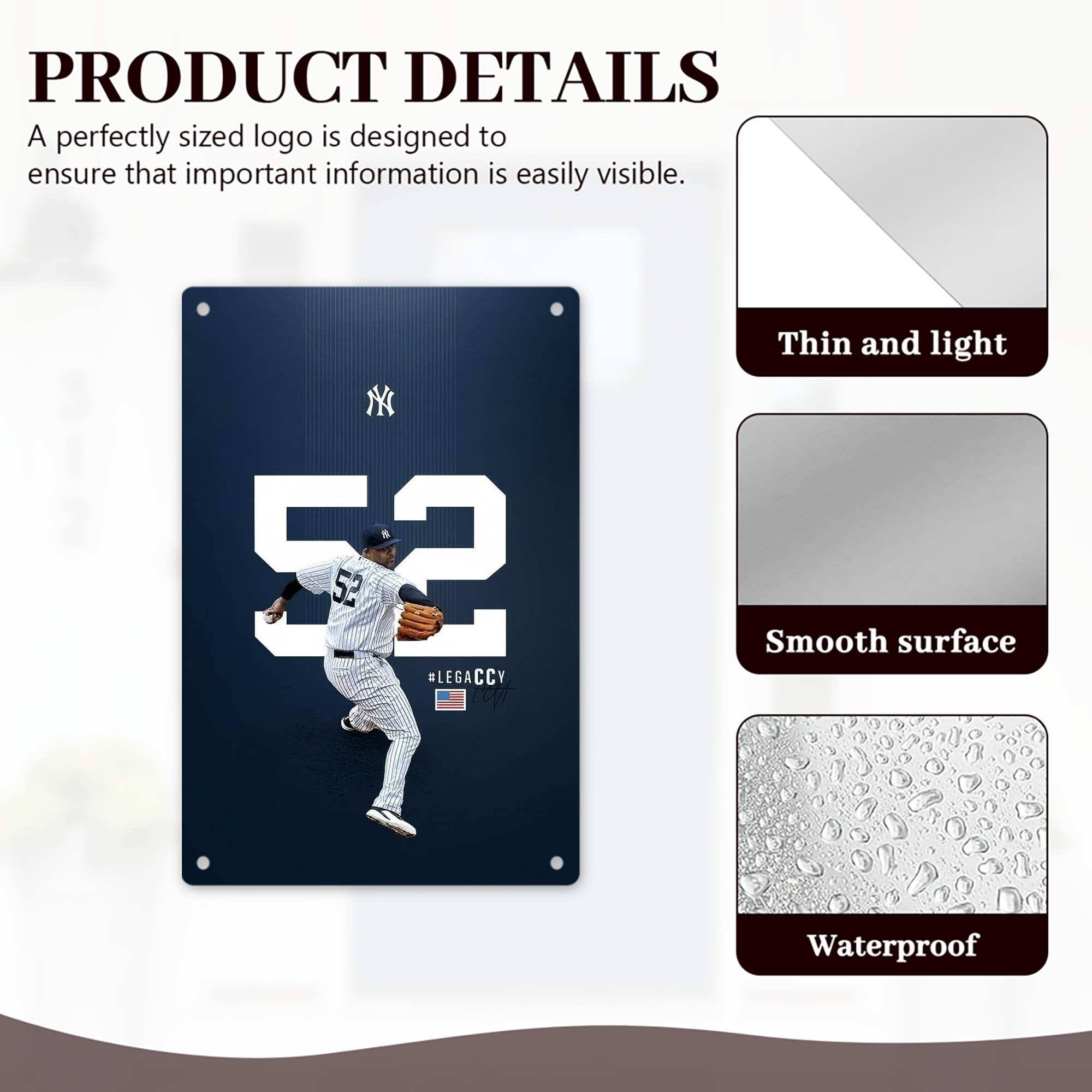 CC Sabatnia 22 8x12inch Vertical Aluminum Sign - Durable Fade-Resistant Indoor/Outdoor Safety & Information Plaque For Office, Hotel, Restaurant, Bar, Public Spaces