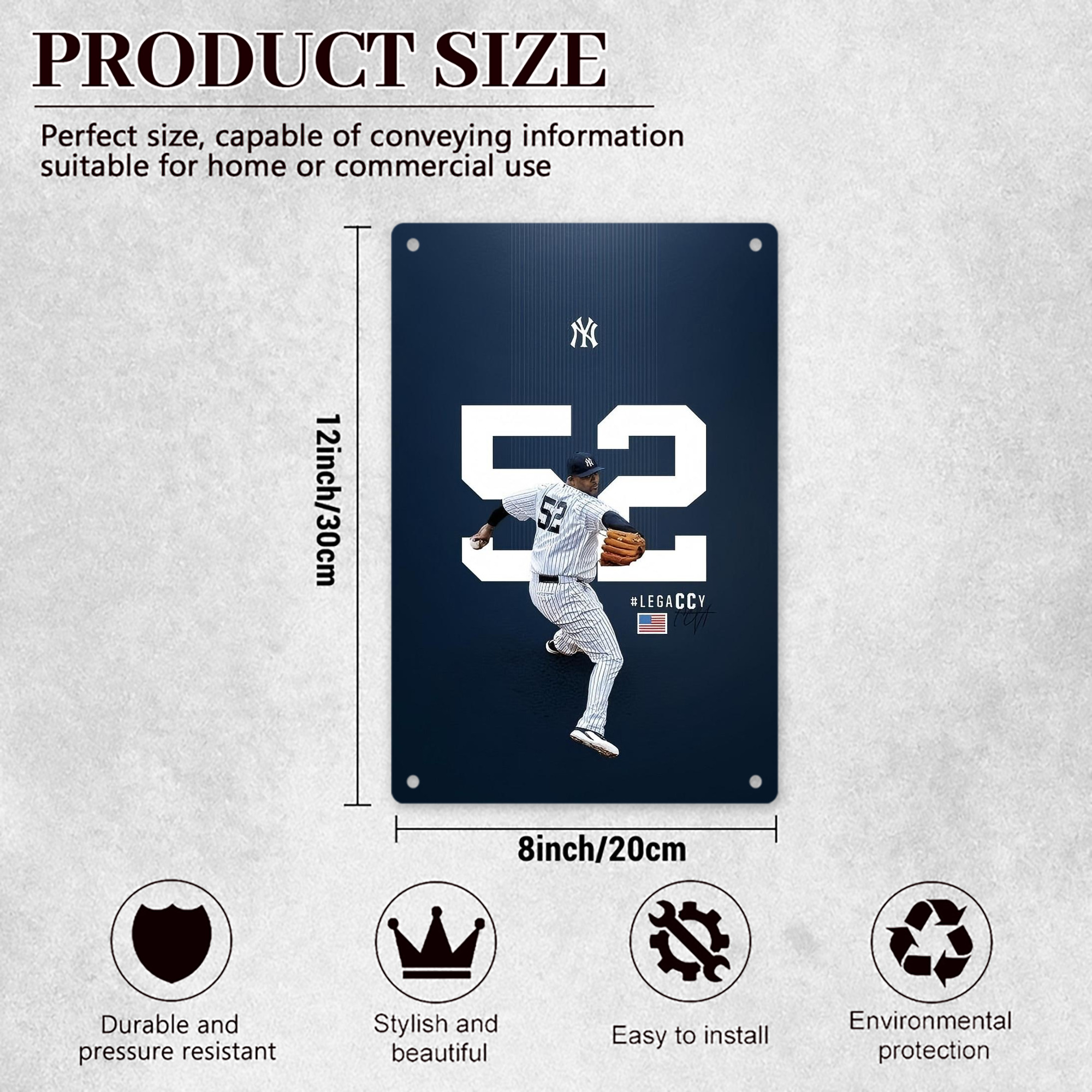 CC Sabatnia 22 8x12inch Vertical Aluminum Sign - Durable Fade-Resistant Indoor/Outdoor Safety & Information Plaque For Office, Hotel, Restaurant, Bar, Public Spaces