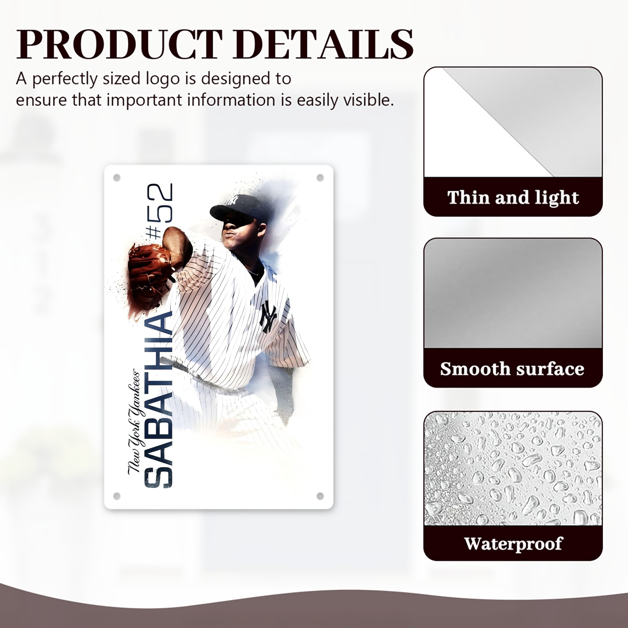 CC Sabatnia 25 8x12inch Vertical Aluminum Sign - Durable Fade-Resistant Indoor/Outdoor Safety & Information Plaque For Office, Hotel, Restaurant, Bar, Public Spaces