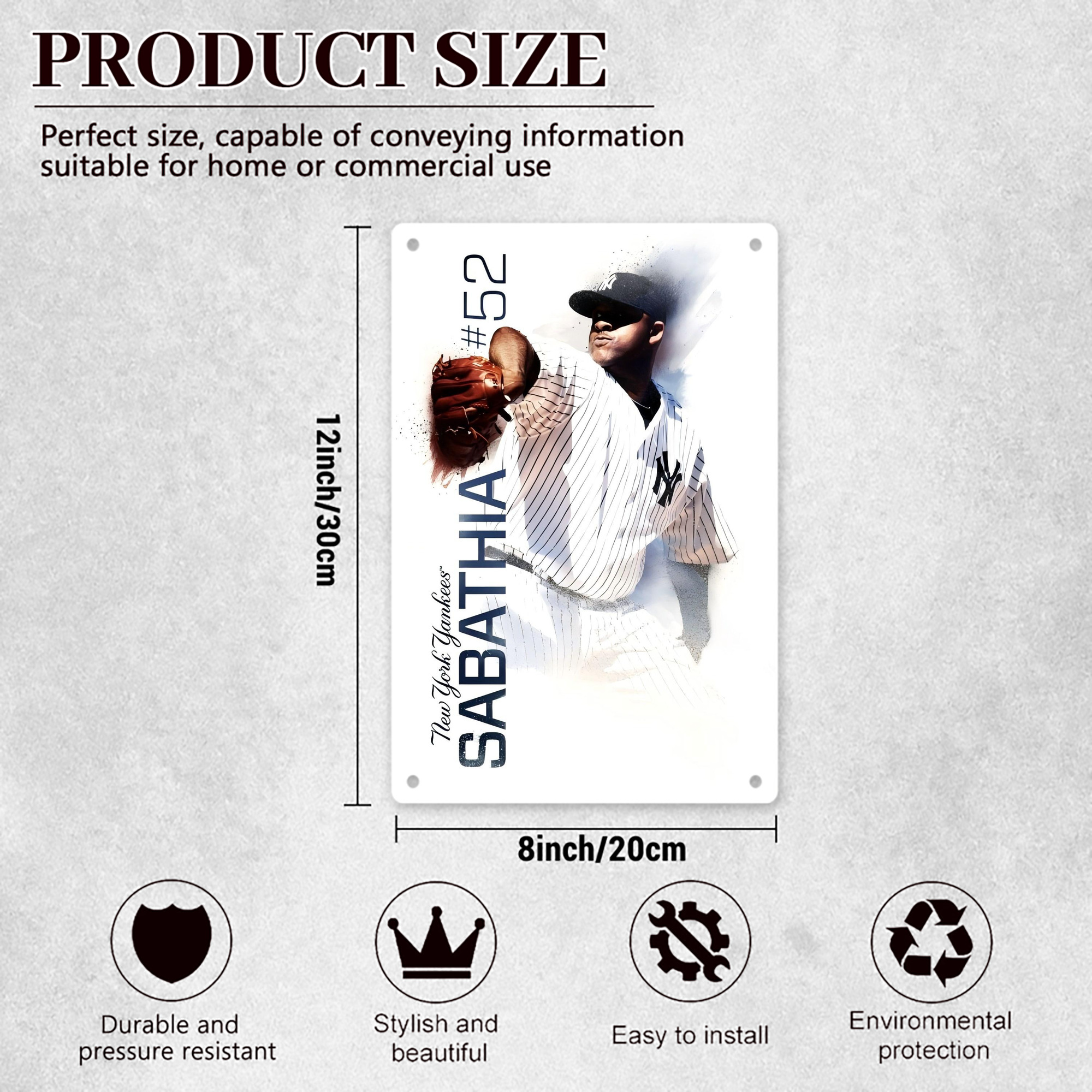 CC Sabatnia 25 8x12inch Vertical Aluminum Sign - Durable Fade-Resistant Indoor/Outdoor Safety & Information Plaque For Office, Hotel, Restaurant, Bar, Public Spaces