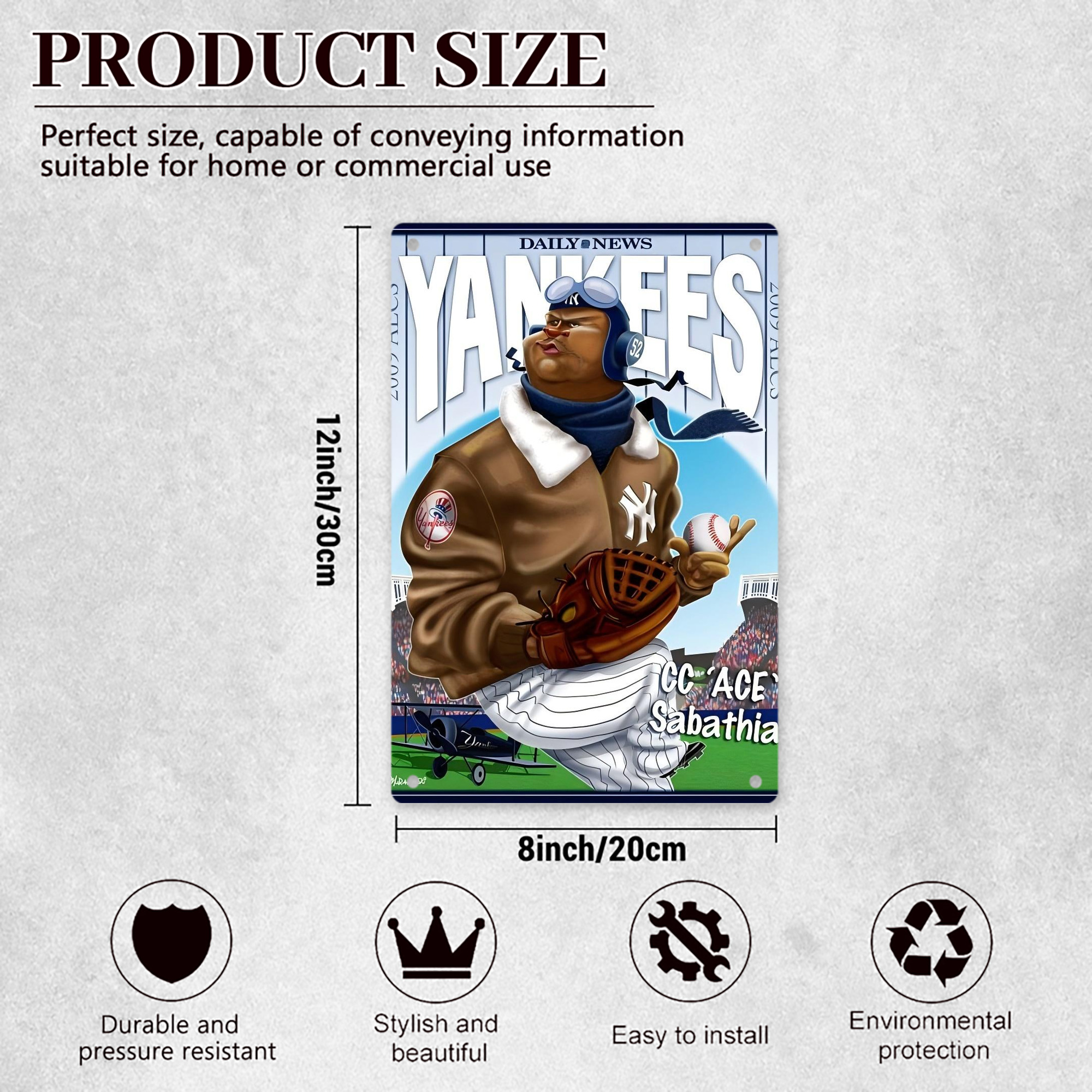 CC Sabatnia 29 8x12inch Vertical Aluminum Sign - Durable Fade-Resistant Indoor/Outdoor Safety & Information Plaque For Office, Hotel, Restaurant, Bar, Public Spaces