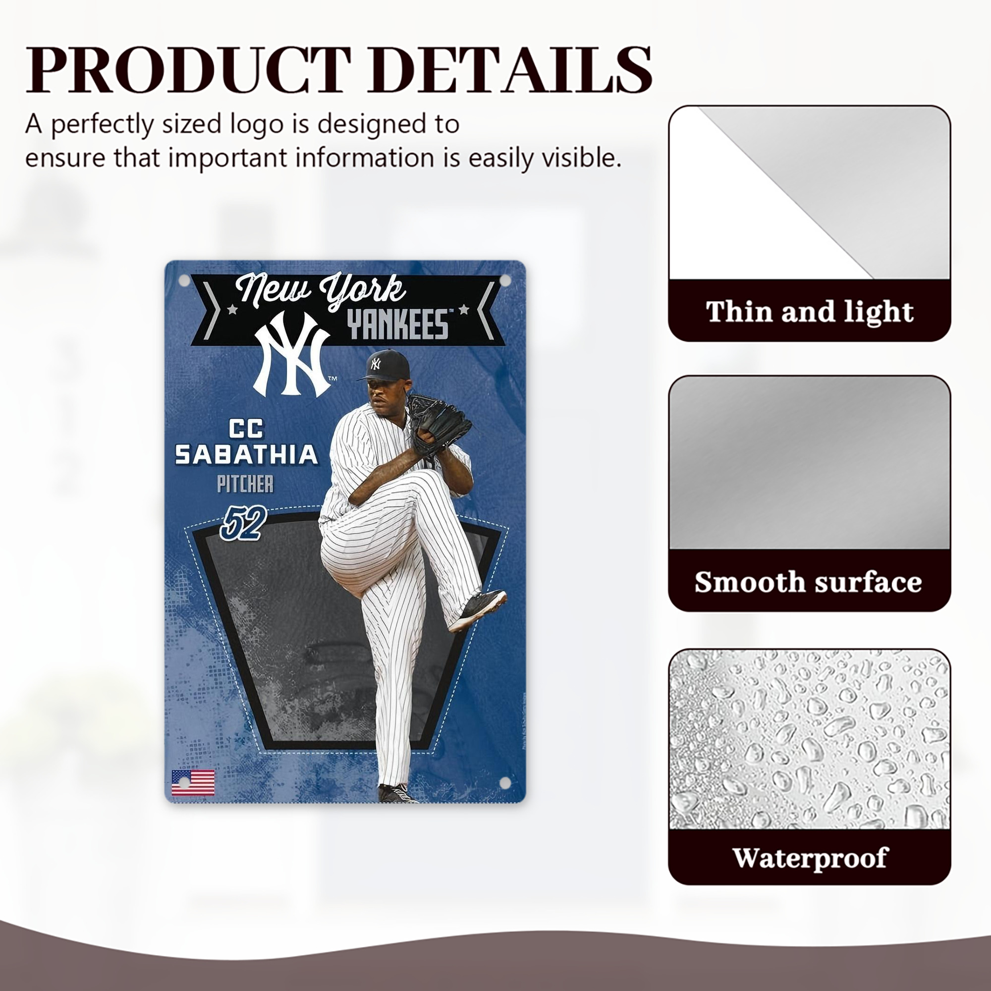 CC Sabatnia 31 8x12inch Vertical Aluminum Sign - Durable Fade-Resistant Indoor/Outdoor Safety & Information Plaque For Office, Hotel, Restaurant, Bar, Public Spaces