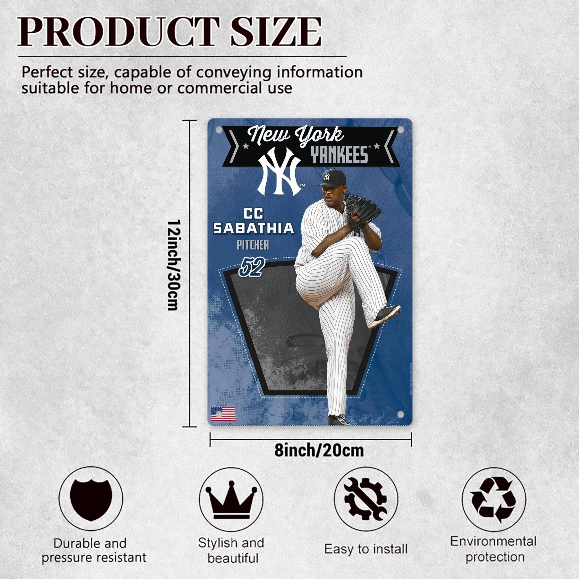 CC Sabatnia 31 8x12inch Vertical Aluminum Sign - Durable Fade-Resistant Indoor/Outdoor Safety & Information Plaque For Office, Hotel, Restaurant, Bar, Public Spaces