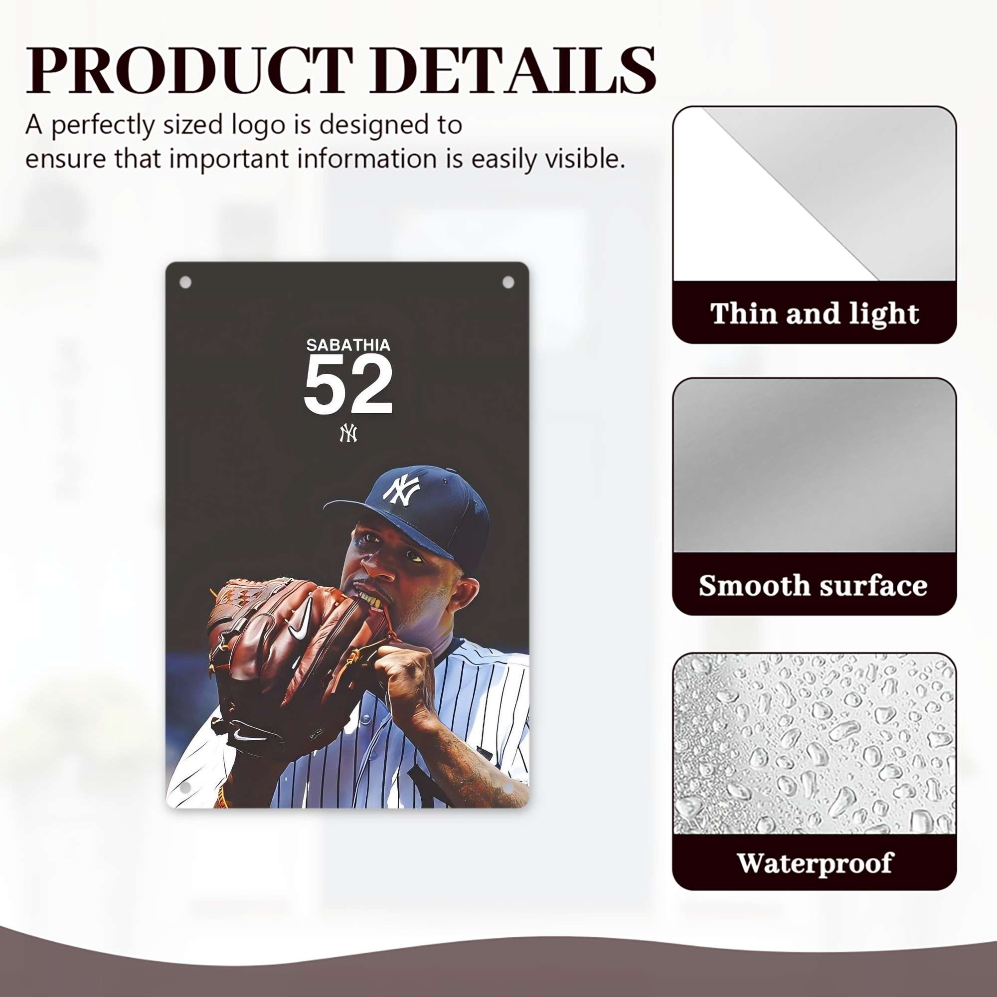 CC Sabatnia 33 8x12inch Vertical Aluminum Sign - Durable Fade-Resistant Indoor/Outdoor Safety & Information Plaque For Office, Hotel, Restaurant, Bar, Public Spaces