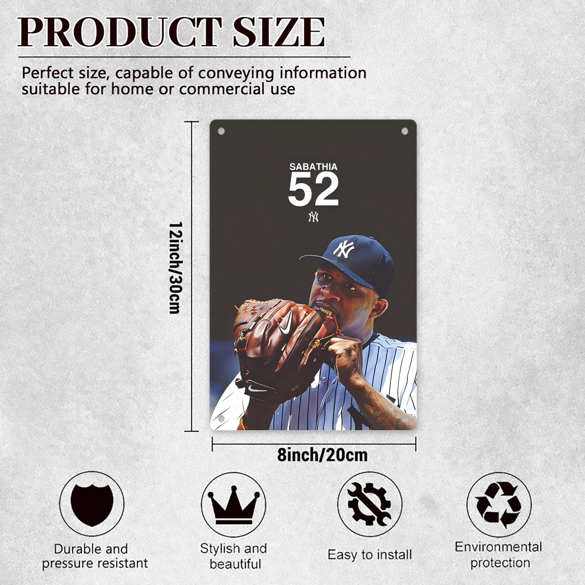 CC Sabatnia 33 8x12inch Vertical Aluminum Sign - Durable Fade-Resistant Indoor/Outdoor Safety & Information Plaque For Office, Hotel, Restaurant, Bar, Public Spaces