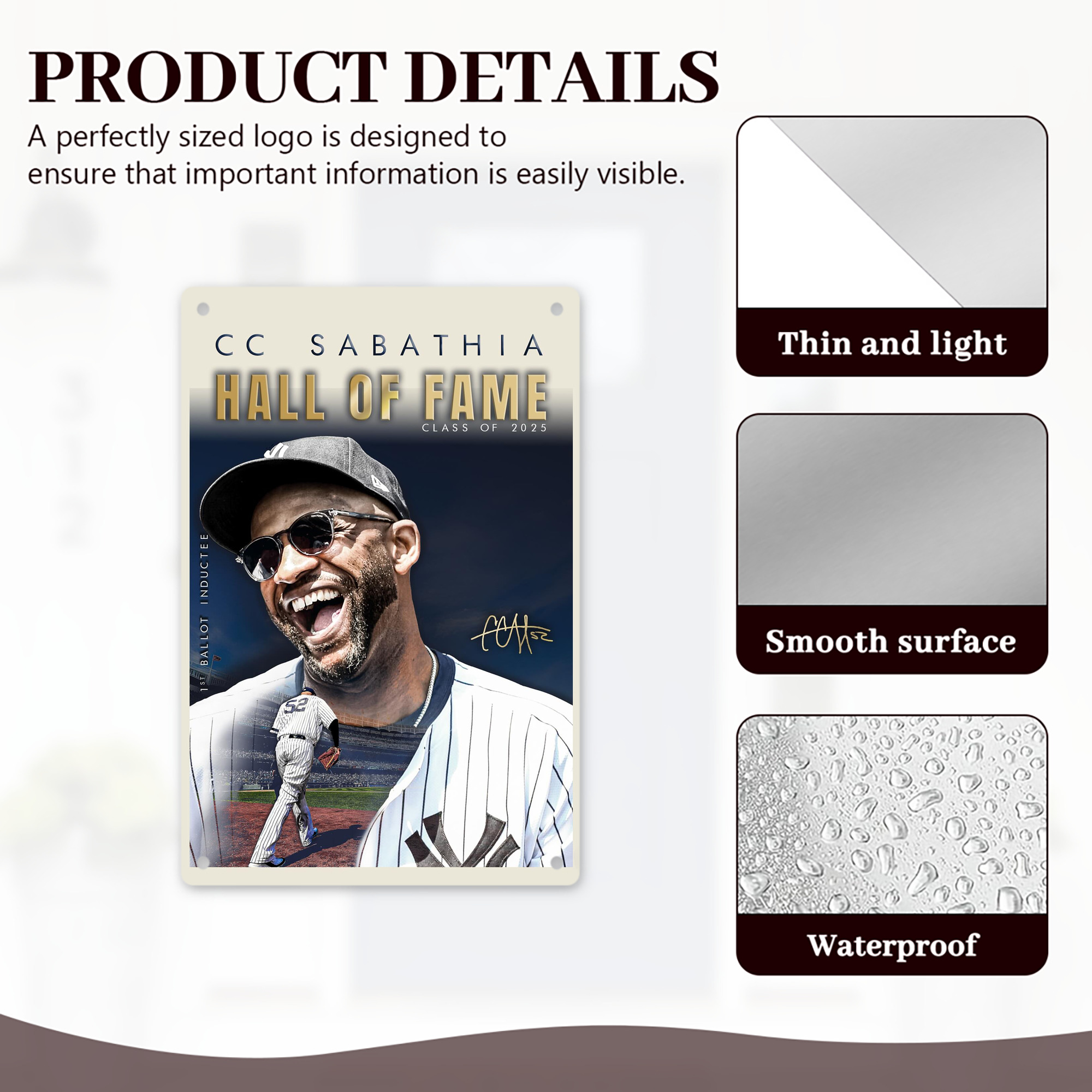 CC Sabatnia 34 8x12inch Vertical Aluminum Sign - Durable Fade-Resistant Indoor/Outdoor Safety & Information Plaque For Office, Hotel, Restaurant, Bar, Public Spaces