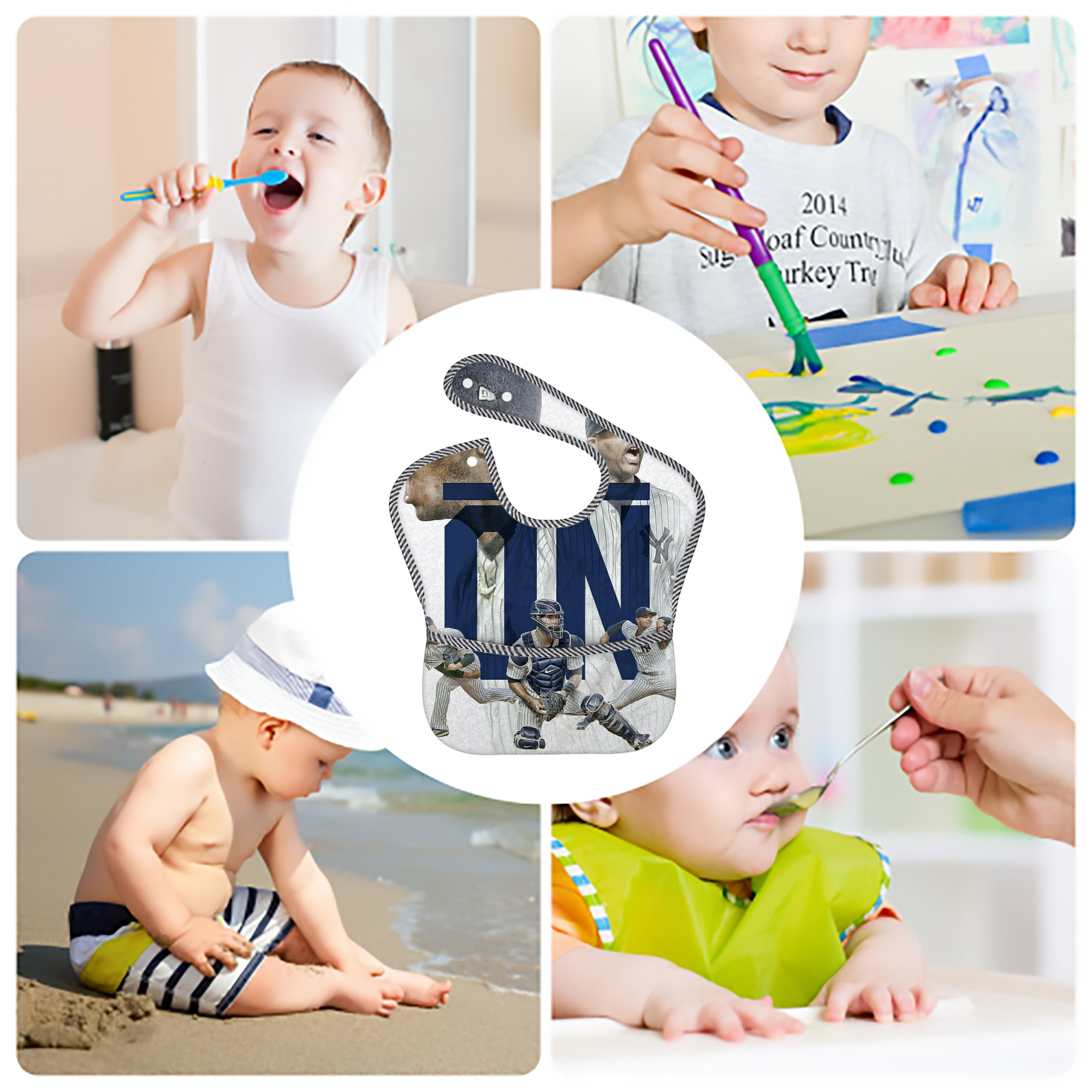 CC Sabatnia 16 Adjustable Waterproof Toddler Bib – Full-Print Durable Polyester – Foldable Crumb Pocket – Easy Snap Closure – Soft