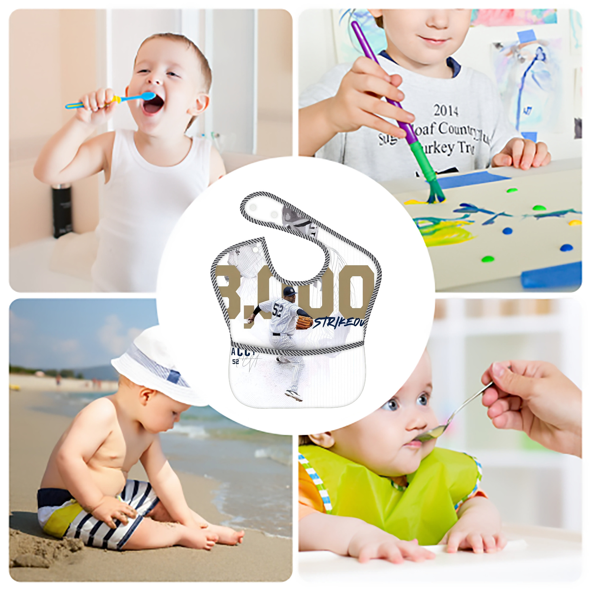 CC Sabatnia 20 Adjustable Waterproof Toddler Bib – Full-Print Durable Polyester – Foldable Crumb Pocket – Easy Snap Closure – Soft