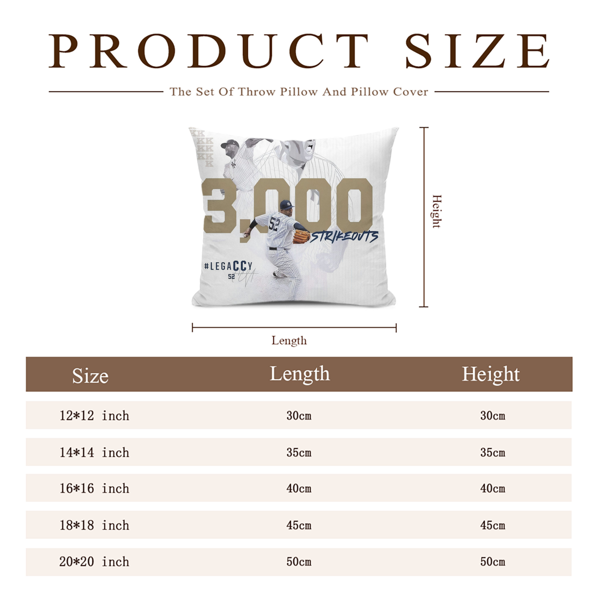 CC Sabatnia 20 Soft Polyester Pillow Cover With Insert – Double-Sided Design, Invisible Zipper, Durable & Breathable – Easy Care Cushion Set