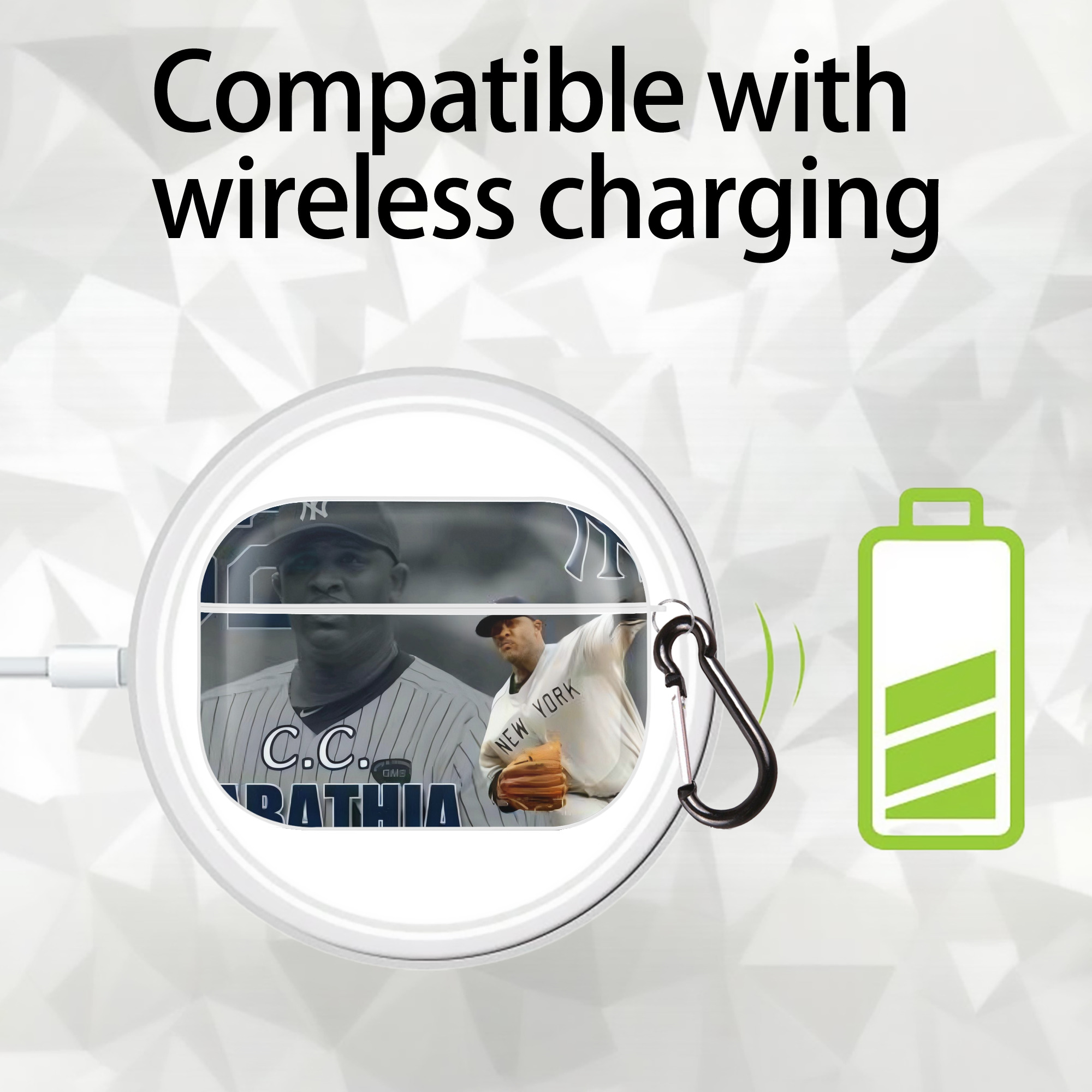 CC Sabatnia 32 AirPods Pro Hard Case White With Keychain, Durable Flexible PC, Precise Cutouts, Anti-Fingerprint, Yellowing & Scratch Resistant, Full Protection, Washable