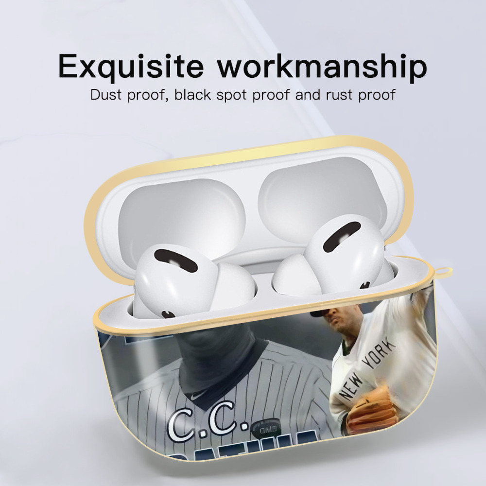 CC Sabatnia 32 Luxury Gold AirPods Pro Case With Keychain, Flexible PC Material, Full Protection, Precise Cutouts, Anti-Fingerprint, Washable, Durable Design