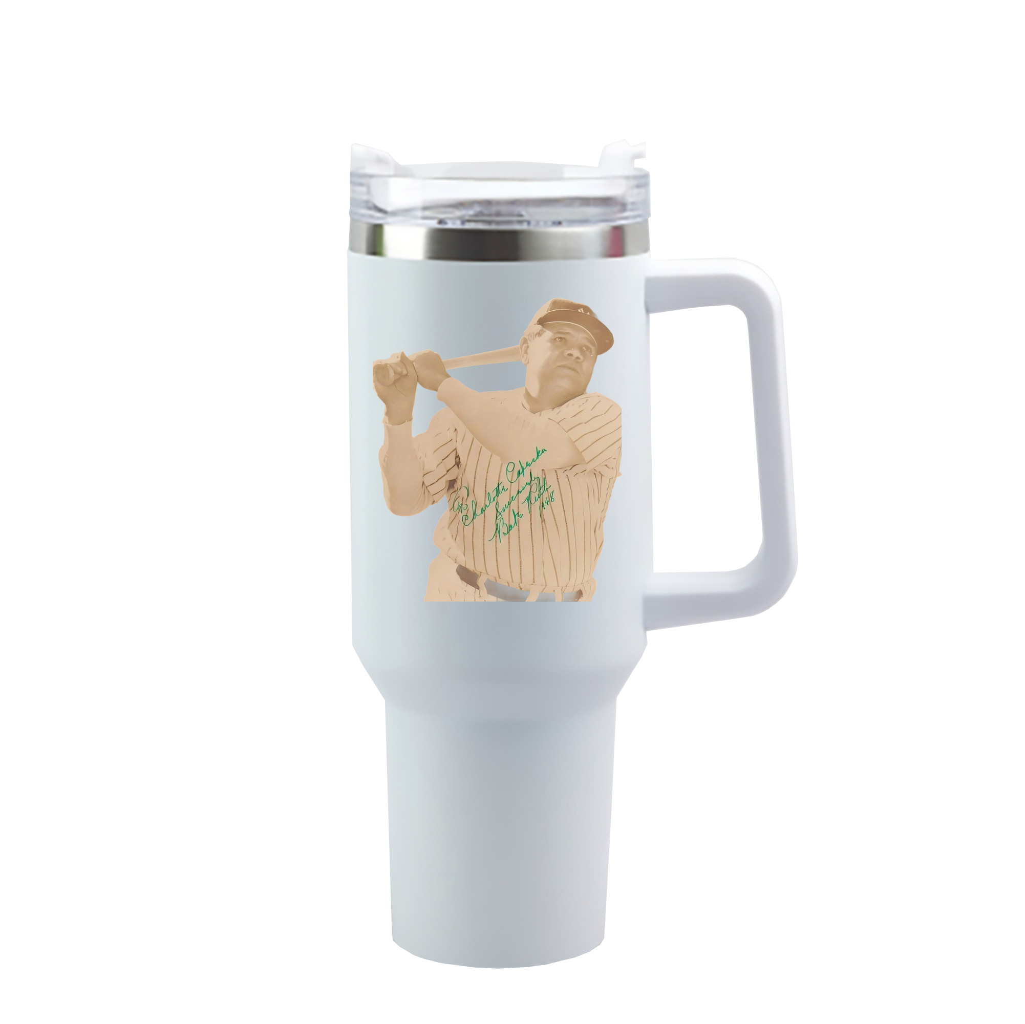  40oz Handle Car Cup With Crystal Sticker Design – Durable Stainless Steel Travel Mug With Reusable Straw – Double Wall Insulated