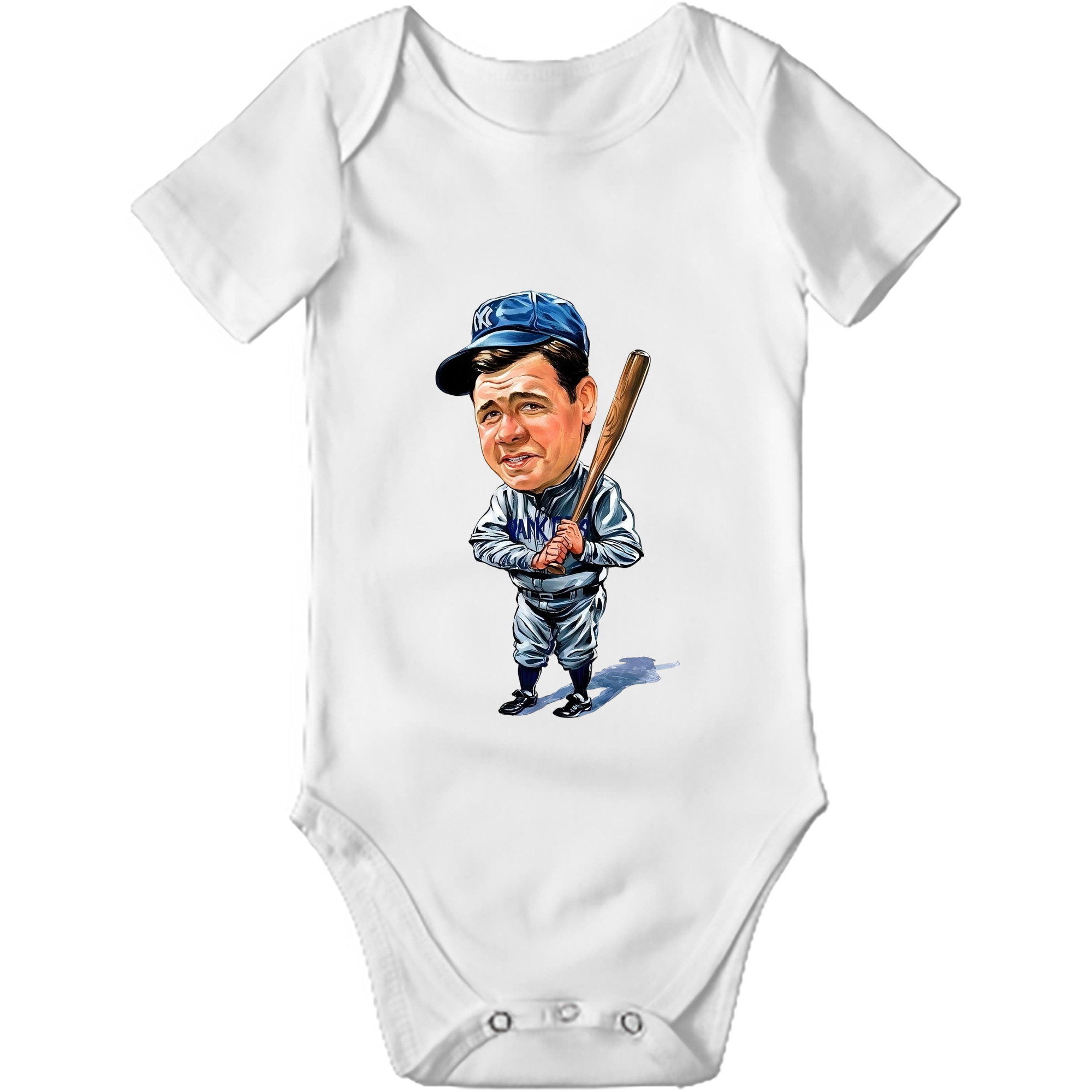Babe Ruth 14 Baby Short Sleeve Romper – 100% Cotton Soft & Breathable Digital Print Onesie With Easy Snap Closure And Envelope Shoulder – Comfortable For Daily Wear & Travel