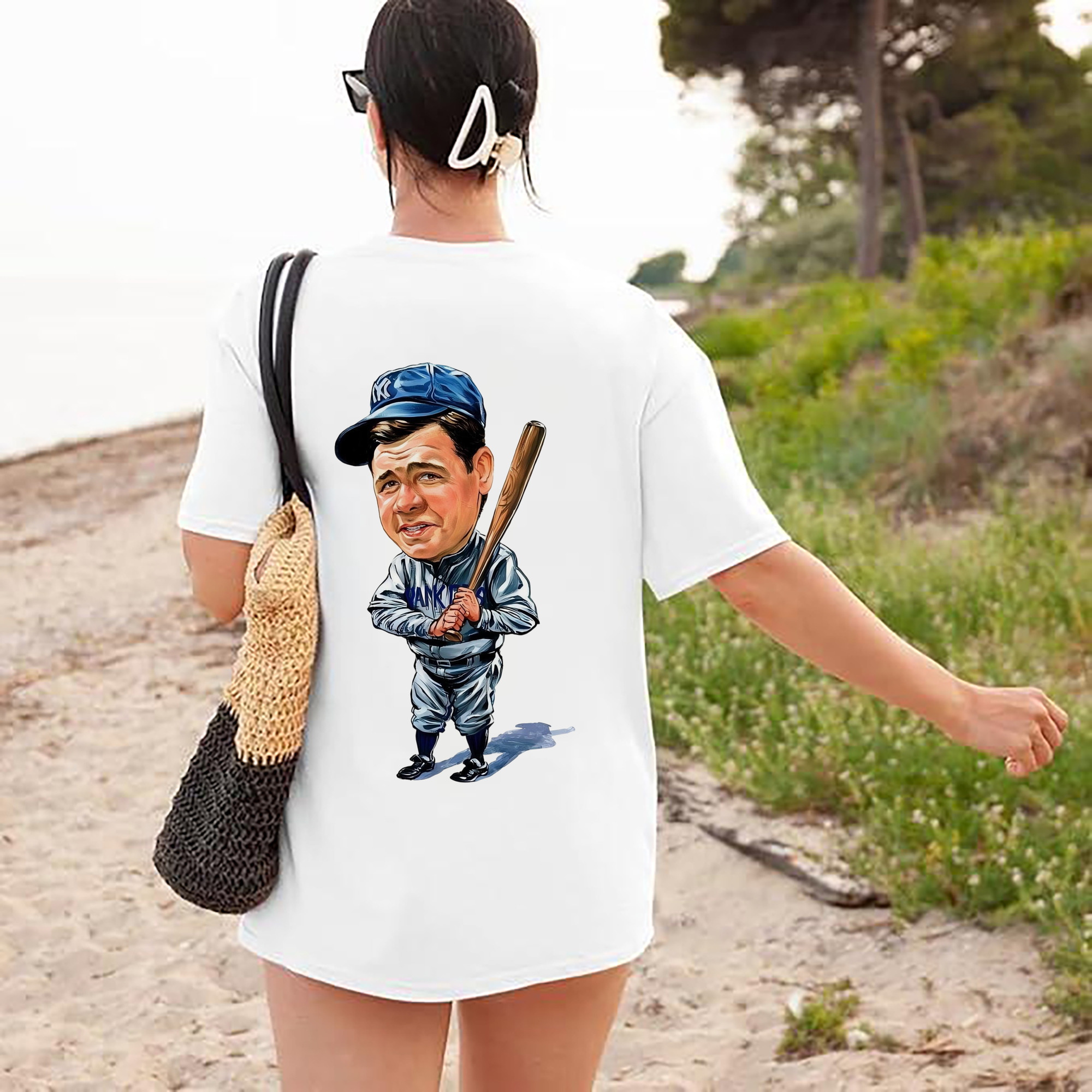 Babe Ruth 14 180g Combed Cotton T-Shirt With Back Heat Transfer Print – Soft, Lightweight, Fitted Design – Stylish Casual Wear For Sports & Everyday Use