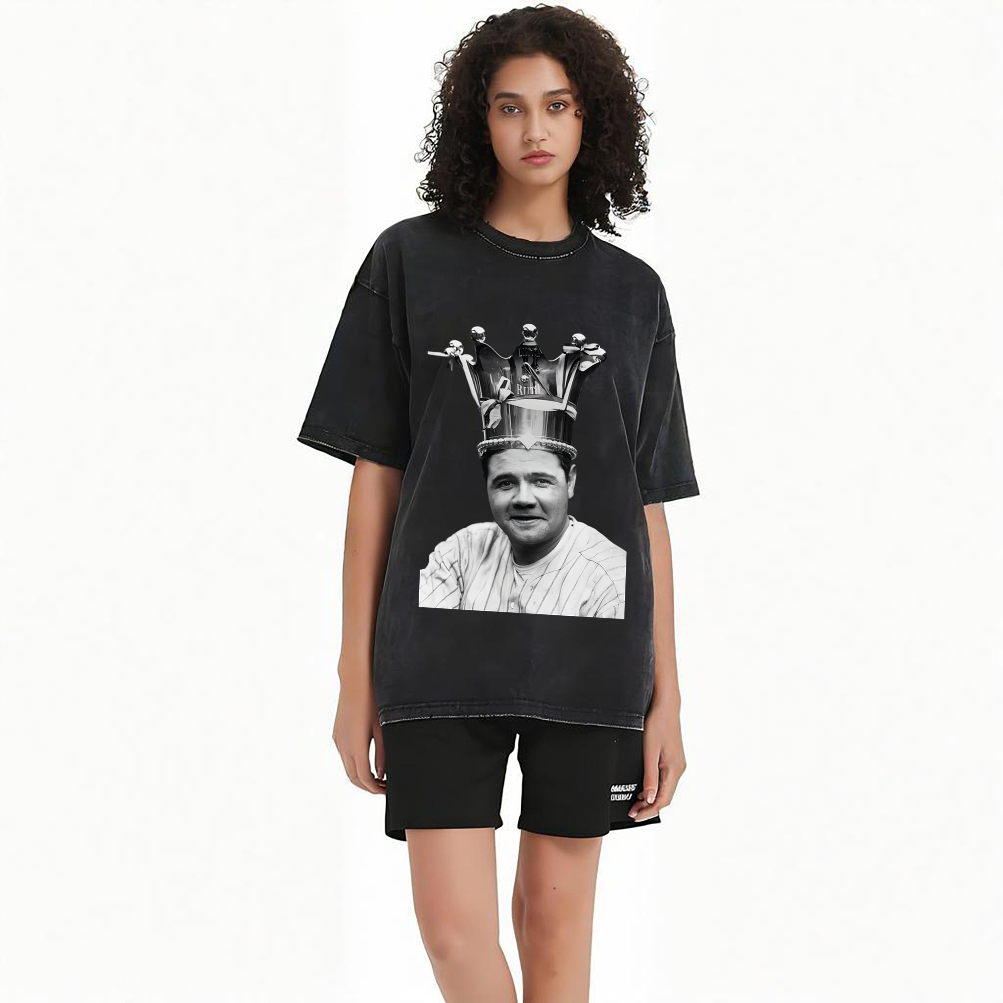  Washed Vintage Look 230g Cotton Oversized T-Shirt With Front Heat Transfer Print – Soft, Lightweight, Stylish Fit – Comfortable Casual Wear For Sports & Everyday Use