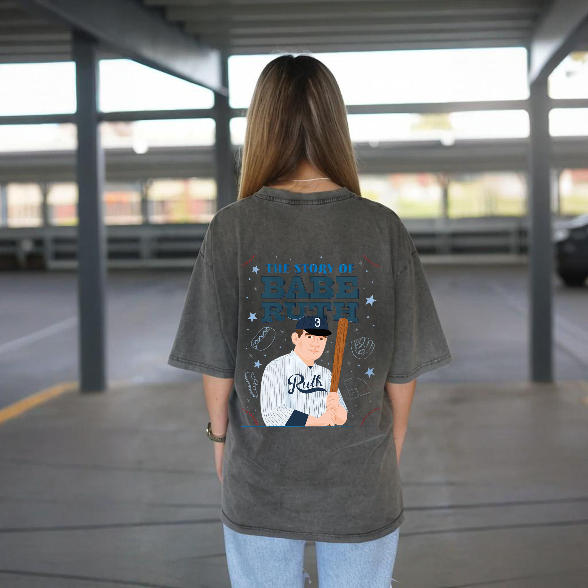  Washed Vintage 230g Cotton Oversized T-Shirt With Back Heat Transfer Print – Soft, Lightweight & Stylish – Comfortable Casual Wear For Sports & Everyday Use