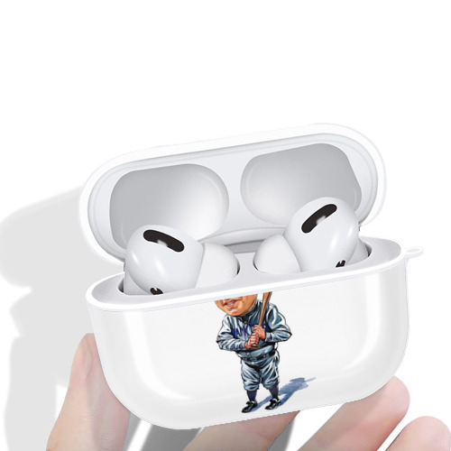 Babe Ruth 14 AirPods Pro Hard Case White With Keychain, Durable Flexible PC, Precise Cutouts, Anti-Fingerprint, Yellowing & Scratch Resistant, Full Protection, Washable
