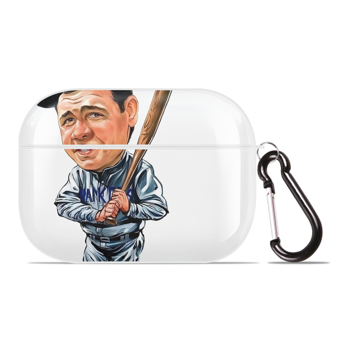 Babe Ruth 14 AirPods Pro Hard Case White With Keychain, Durable Flexible PC, Precise Cutouts, Anti-Fingerprint, Yellowing & Scratch Resistant, Full Protection, Washable