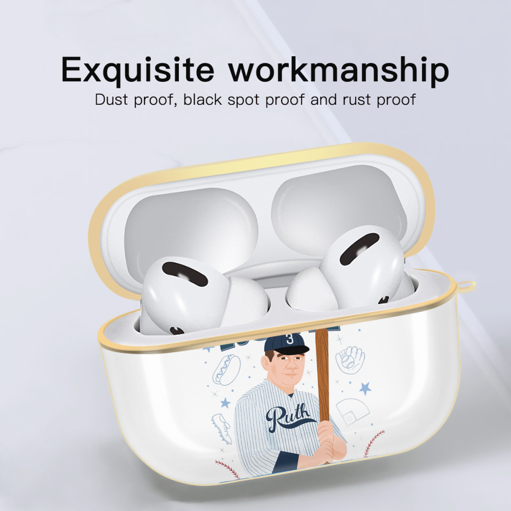  Luxury Gold AirPods Pro Case With Keychain, Flexible PC Material, Full Protection, Precise Cutouts, Anti-Fingerprint, Washable, Durable Design