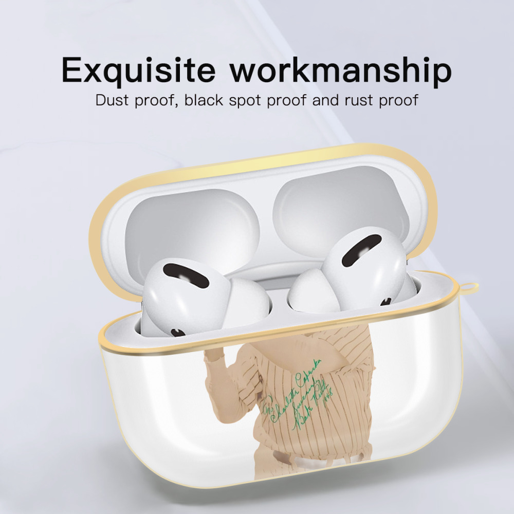  Luxury Gold AirPods Pro Case With Keychain, Flexible PC Material, Full Protection, Precise Cutouts, Anti-Fingerprint, Washable, Durable Design