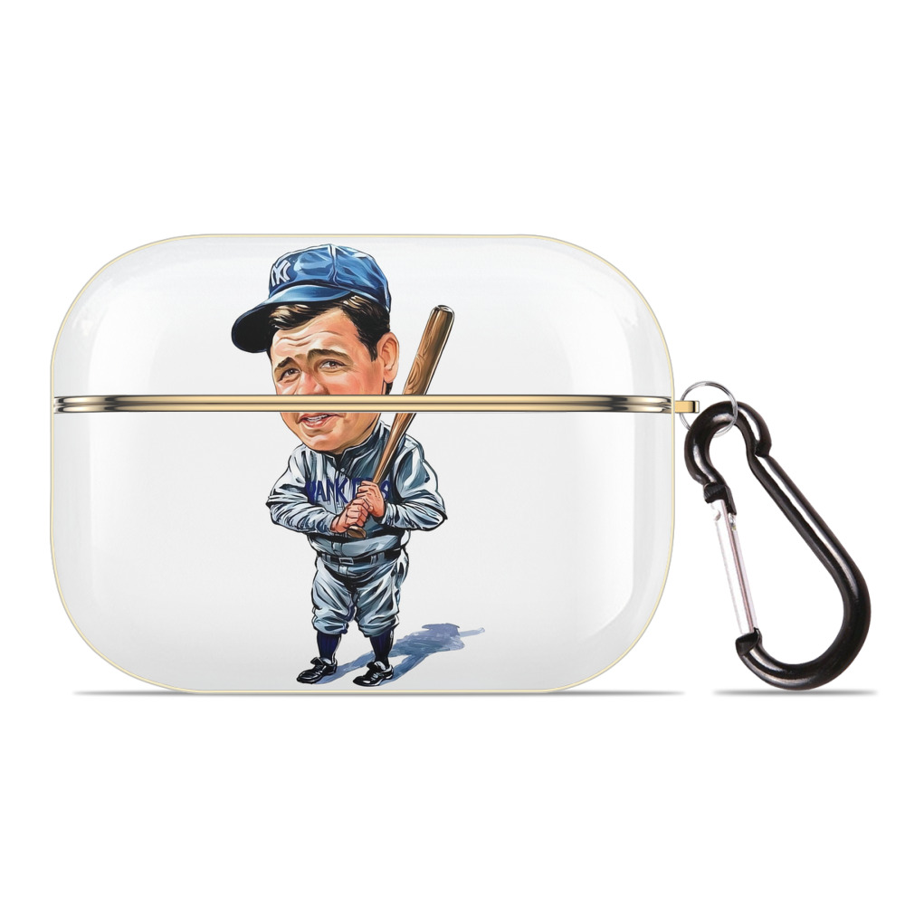 Babe Ruth 14 Luxury Gold AirPods Pro Case With Keychain, Flexible PC Material, Full Protection, Precise Cutouts, Anti-Fingerprint, Washable, Durable Design