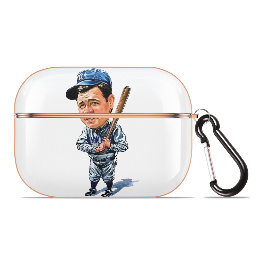 Babe Ruth 14 AirPods Pro Protective Case Rose Gold, Flexible PC Material, Precise Fit, Anti-Slip Cover, Full Protection, Fingerprint Resistant, Washable With Keychain