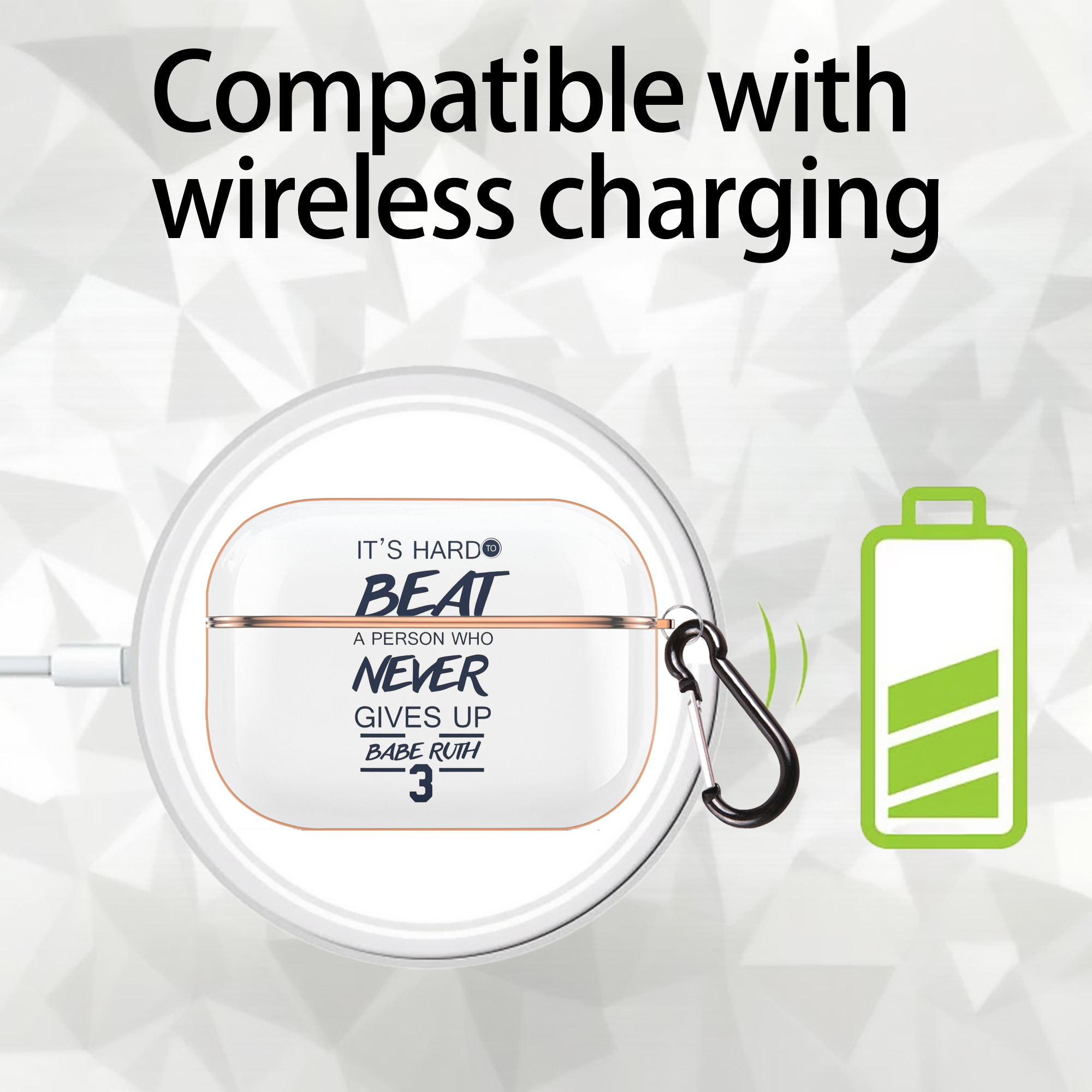  AirPods Pro Protective Case Rose Gold, Flexible PC Material, Precise Fit, Anti-Slip Cover, Full Protection, Fingerprint Resistant, Washable With Keychain