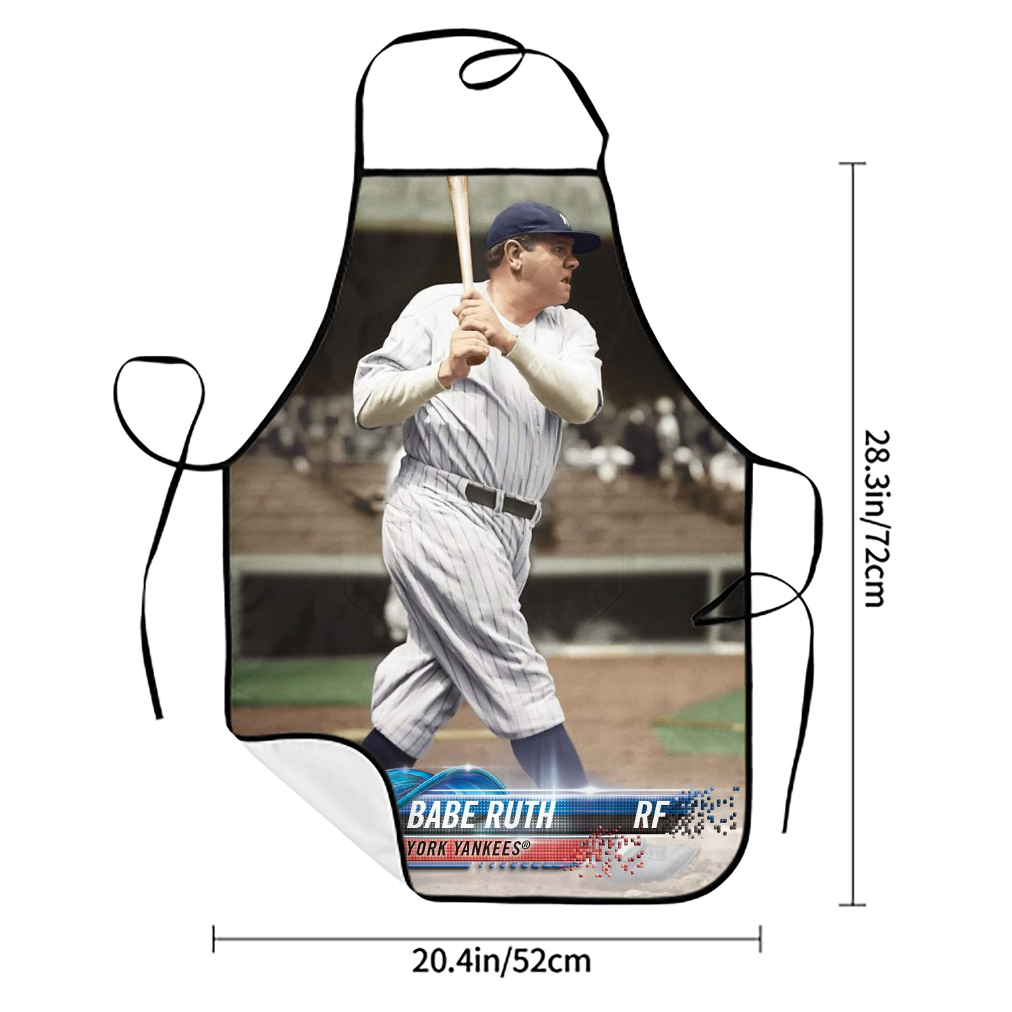 Babe Ruth 16 Stain-Resistant Polyester Apron With Pocket – Full Print, Waterproof, Anti-Wrinkle, Anti-Pilling – Ideal For Kitchen, BBQ, Restaurant, Salon & More