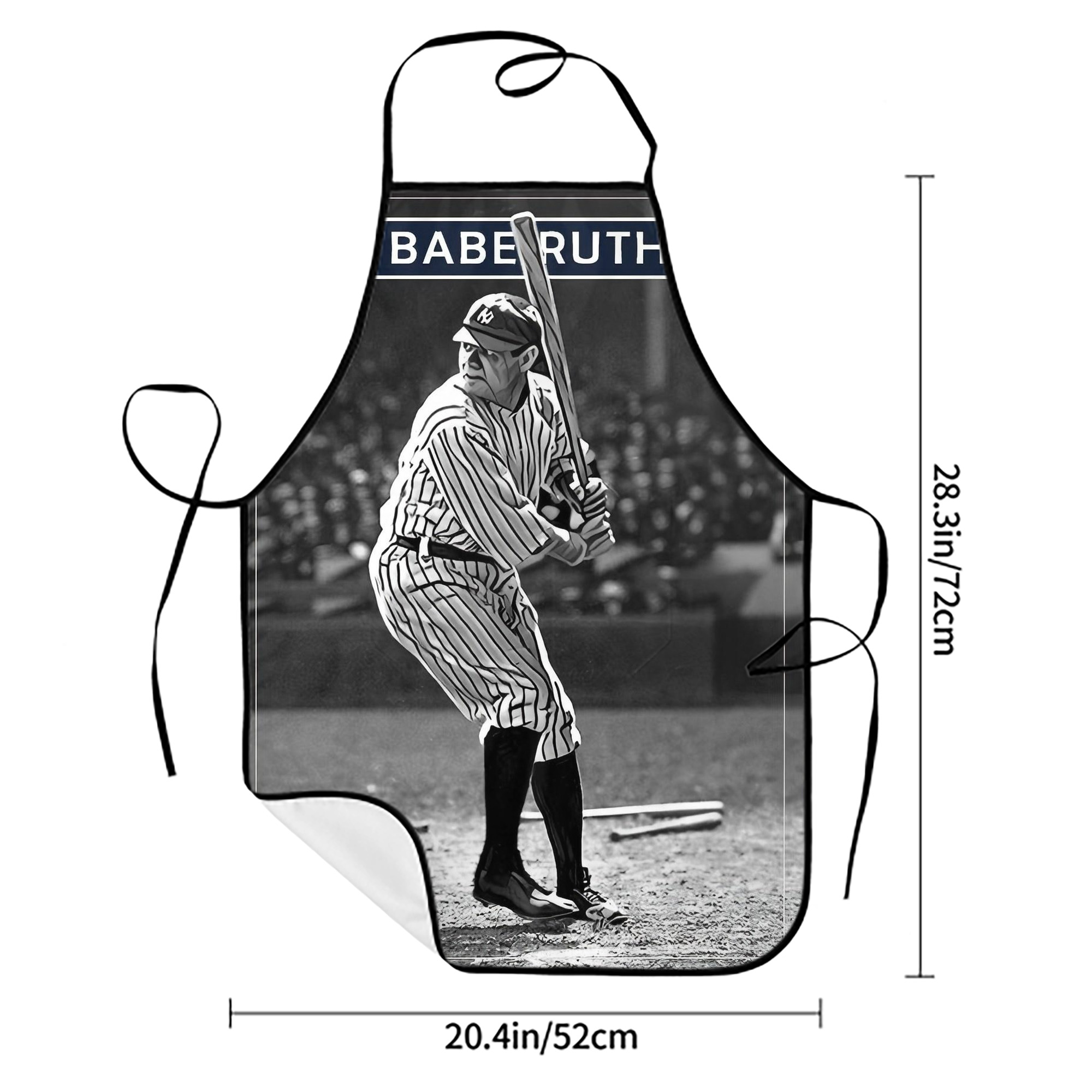Babe Ruth 17 Stain-Resistant Polyester Apron With Pocket – Full Print, Waterproof, Anti-Wrinkle, Anti-Pilling – Ideal For Kitchen, BBQ, Restaurant, Salon & More