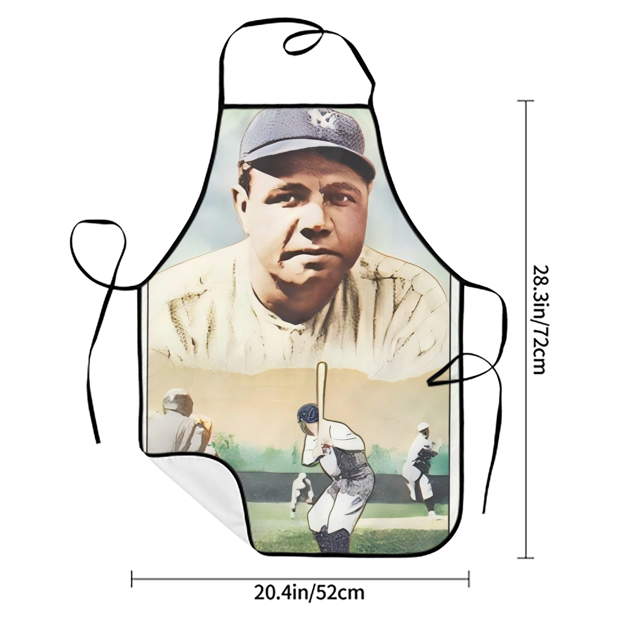 Babe Ruth 18 Stain-Resistant Polyester Apron With Pocket – Full Print, Waterproof, Anti-Wrinkle, Anti-Pilling – Ideal For Kitchen, BBQ, Restaurant, Salon & More