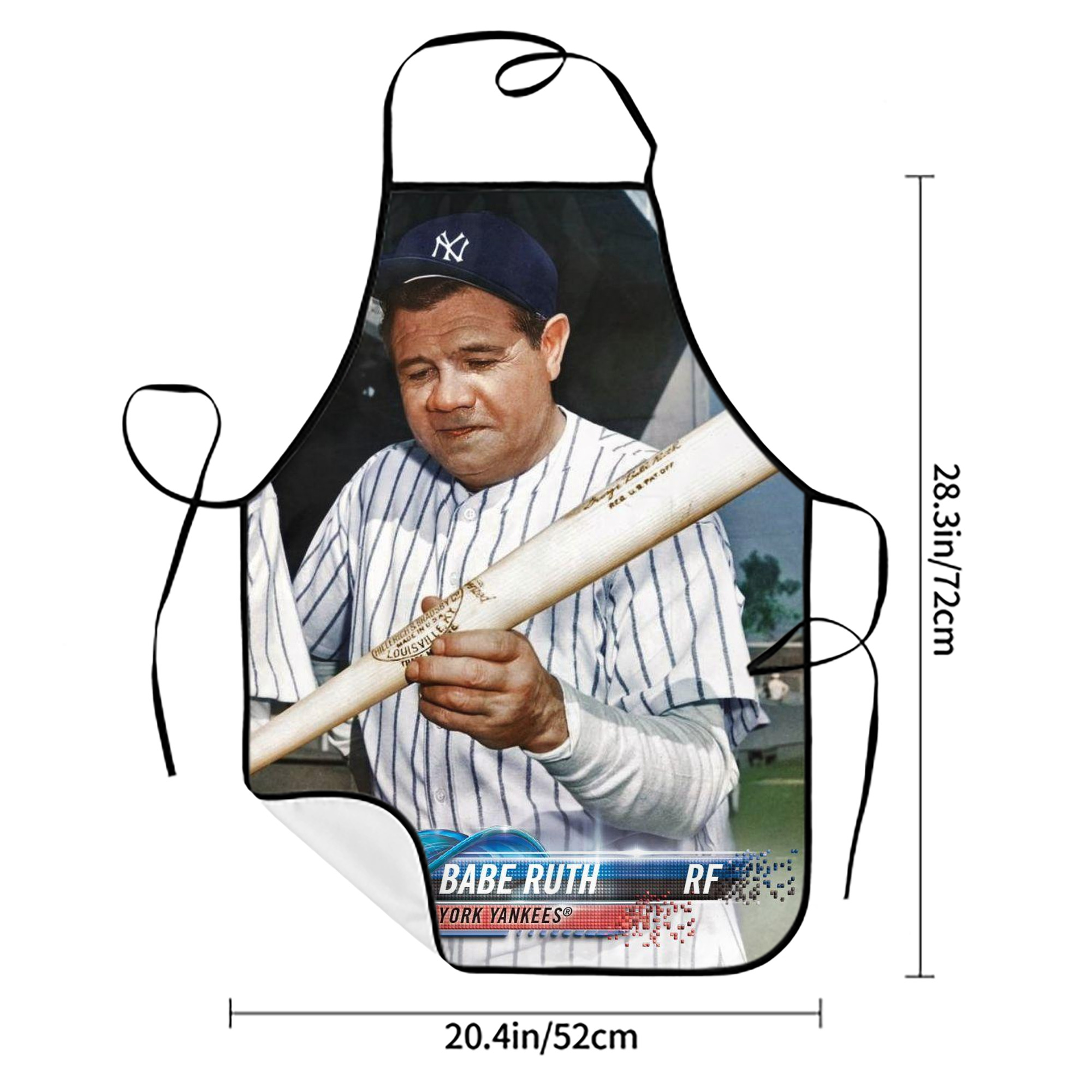 Babe Ruth 20 Stain-Resistant Polyester Apron With Pocket – Full Print, Waterproof, Anti-Wrinkle, Anti-Pilling – Ideal For Kitchen, BBQ, Restaurant, Salon & More