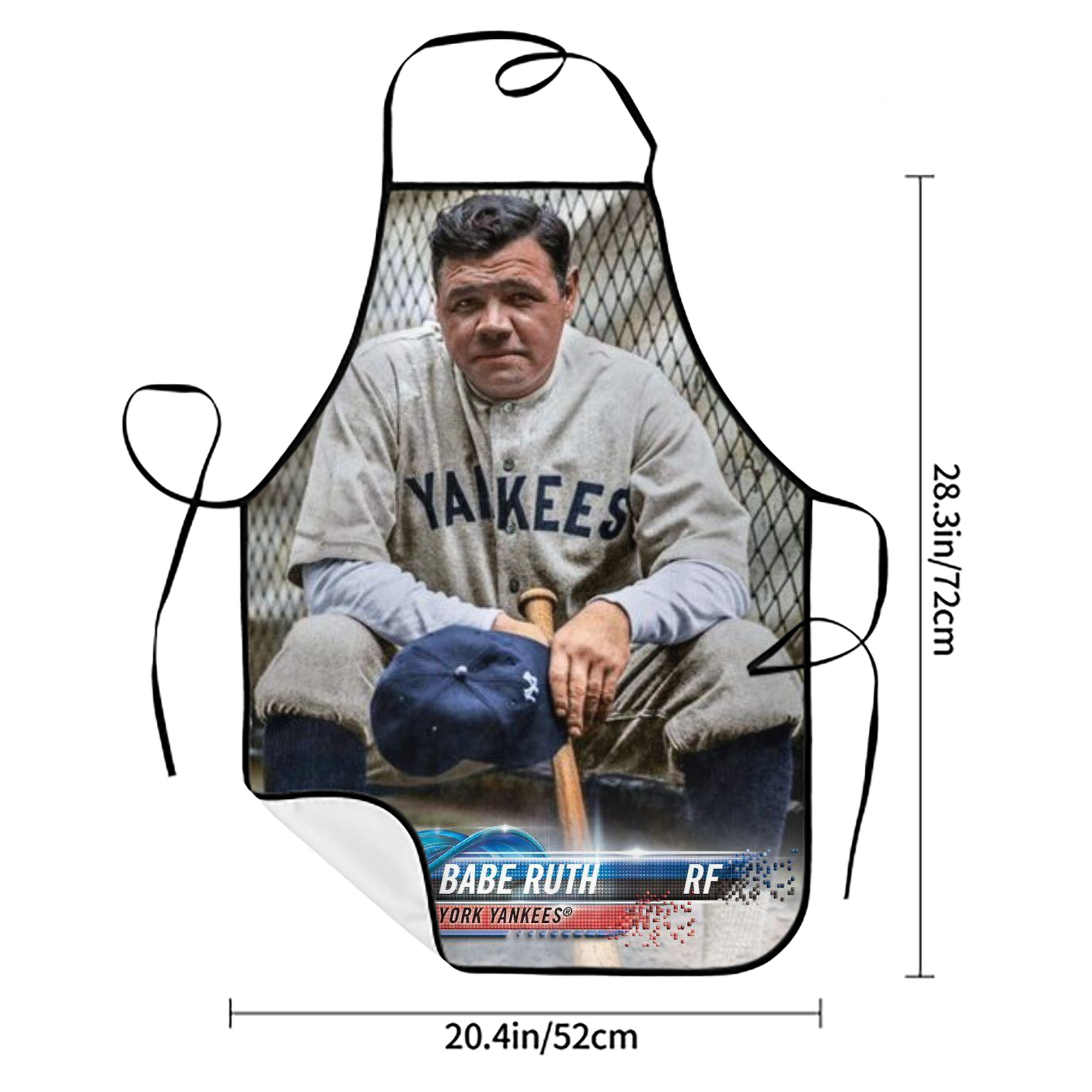 Babe Ruth 24 Stain-Resistant Polyester Apron With Pocket – Full Print, Waterproof, Anti-Wrinkle, Anti-Pilling – Ideal For Kitchen, BBQ, Restaurant, Salon & More