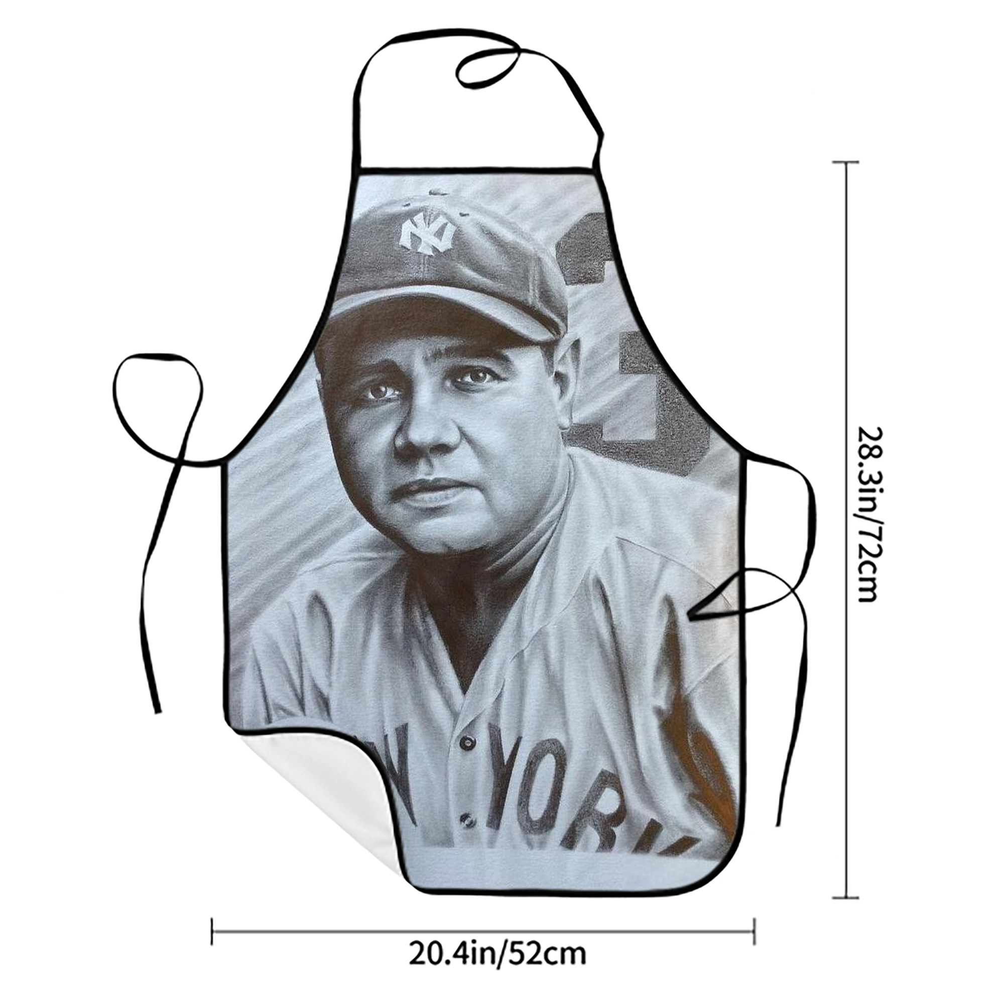 Babe Ruth 29 Stain-Resistant Polyester Apron With Pocket – Full Print, Waterproof, Anti-Wrinkle, Anti-Pilling – Ideal For Kitchen, BBQ, Restaurant, Salon & More