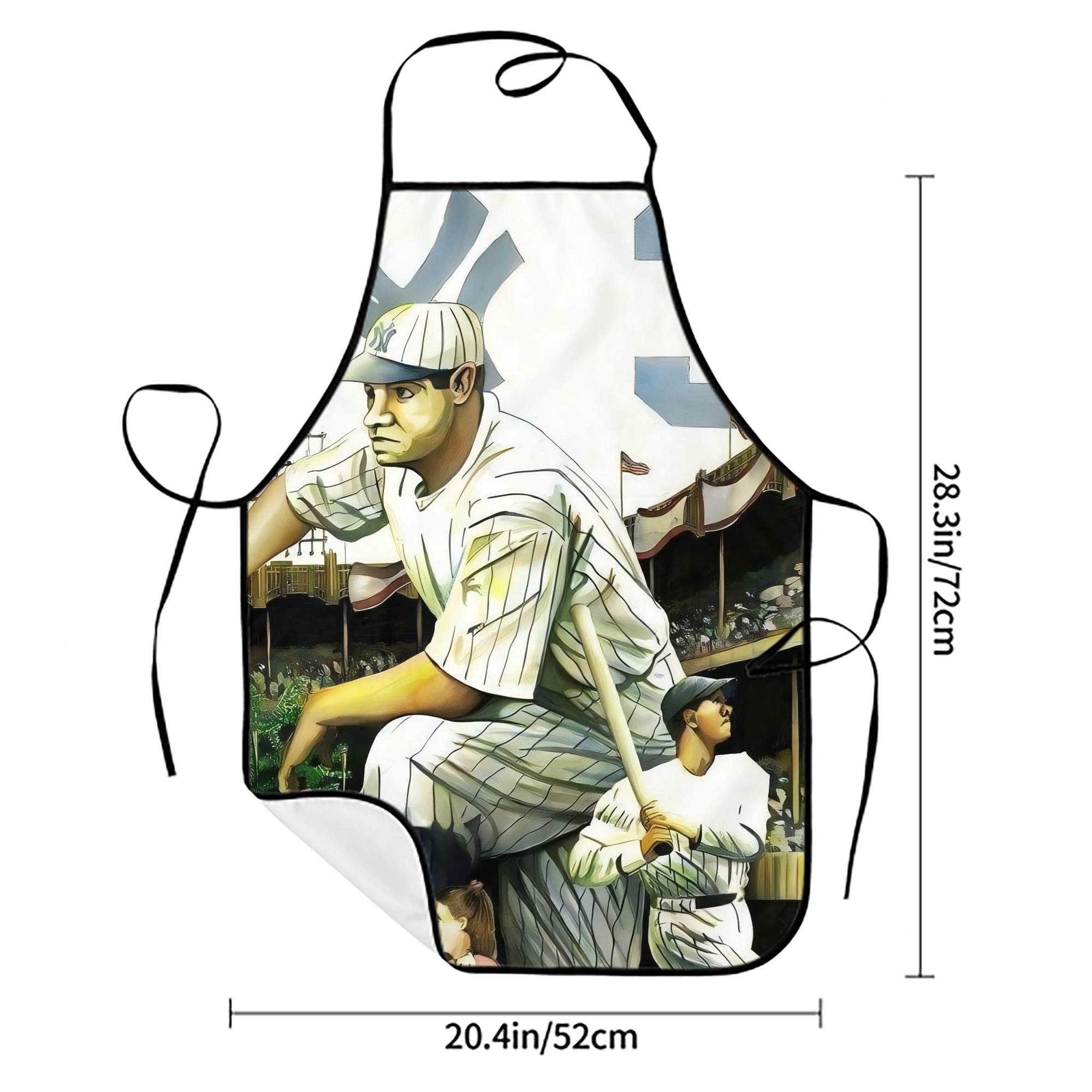 Babe Ruth 33 Stain-Resistant Polyester Apron With Pocket – Full Print, Waterproof, Anti-Wrinkle, Anti-Pilling – Ideal For Kitchen, BBQ, Restaurant, Salon & More