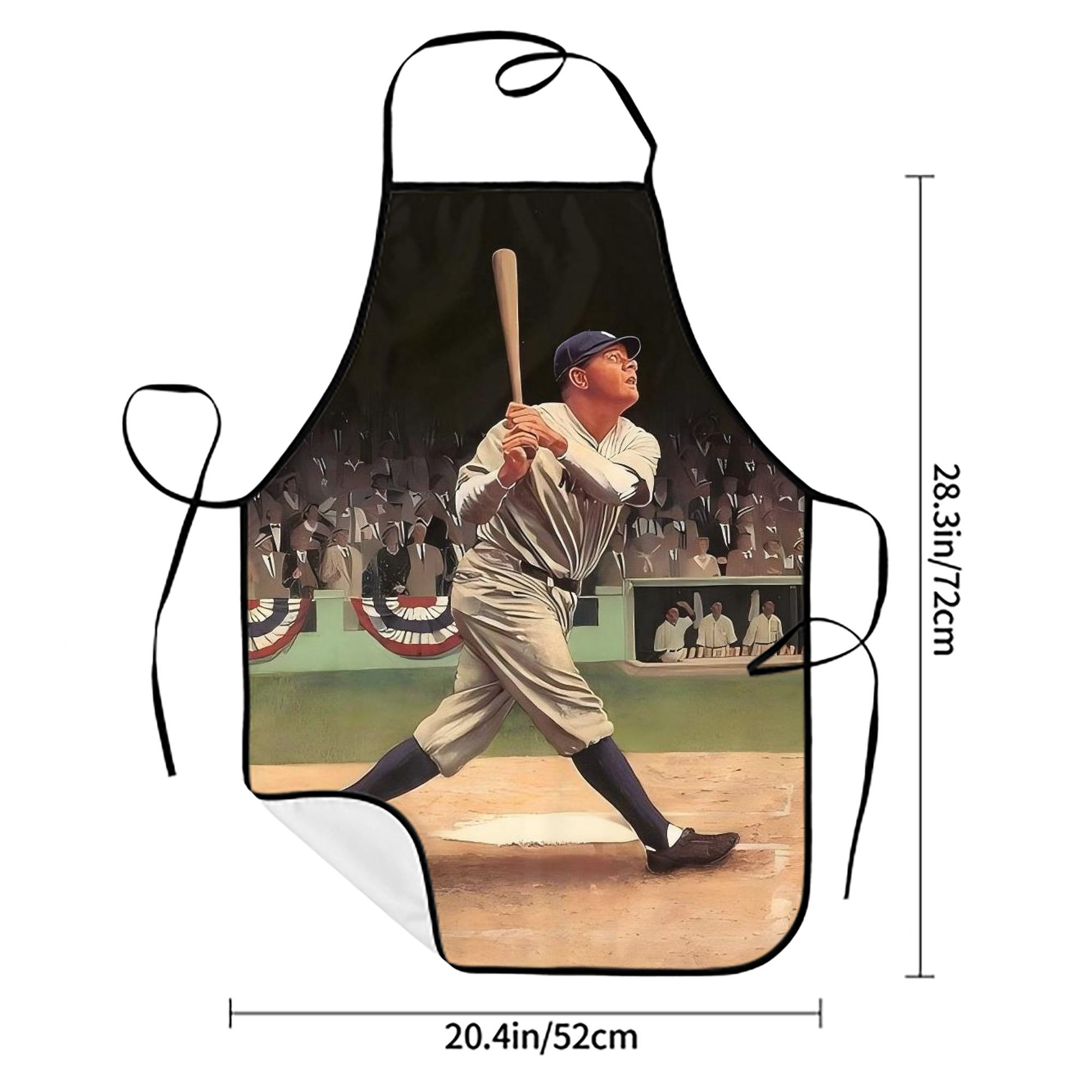 Babe Ruth 35 Stain-Resistant Polyester Apron With Pocket – Full Print, Waterproof, Anti-Wrinkle, Anti-Pilling – Ideal For Kitchen, BBQ, Restaurant, Salon & More