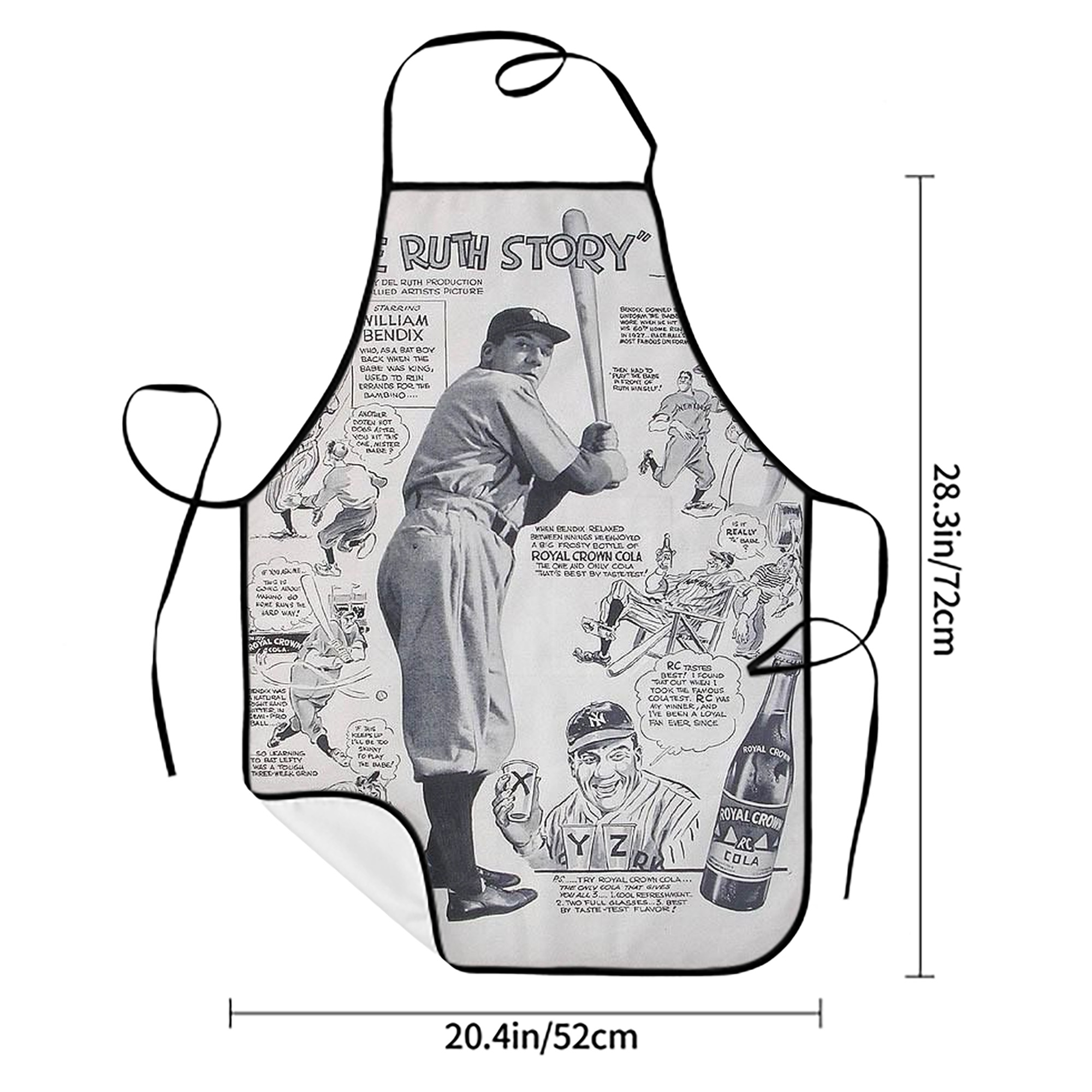 Babe Ruth 36 Stain-Resistant Polyester Apron With Pocket – Full Print, Waterproof, Anti-Wrinkle, Anti-Pilling – Ideal For Kitchen, BBQ, Restaurant, Salon & More