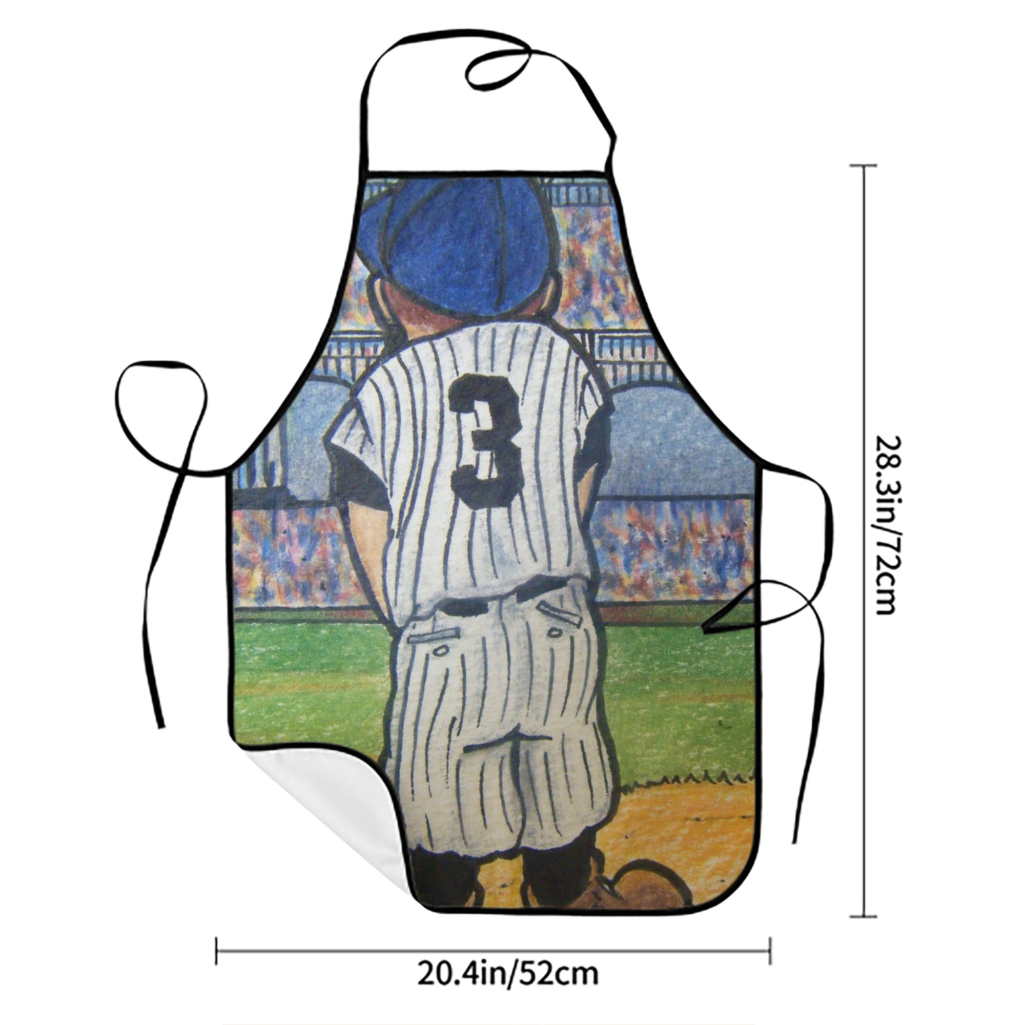 Babe Ruth 37 Stain-Resistant Polyester Apron With Pocket – Full Print, Waterproof, Anti-Wrinkle, Anti-Pilling – Ideal For Kitchen, BBQ, Restaurant, Salon & More