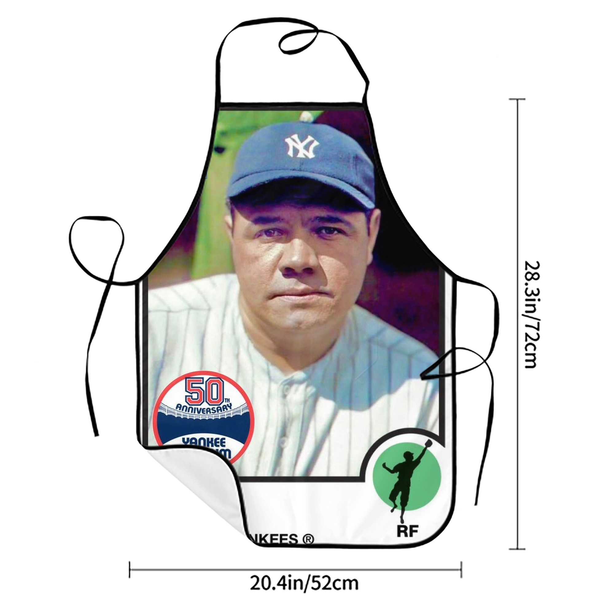 Babe Ruth 40 Stain-Resistant Polyester Apron With Pocket – Full Print, Waterproof, Anti-Wrinkle, Anti-Pilling – Ideal For Kitchen, BBQ, Restaurant, Salon & More