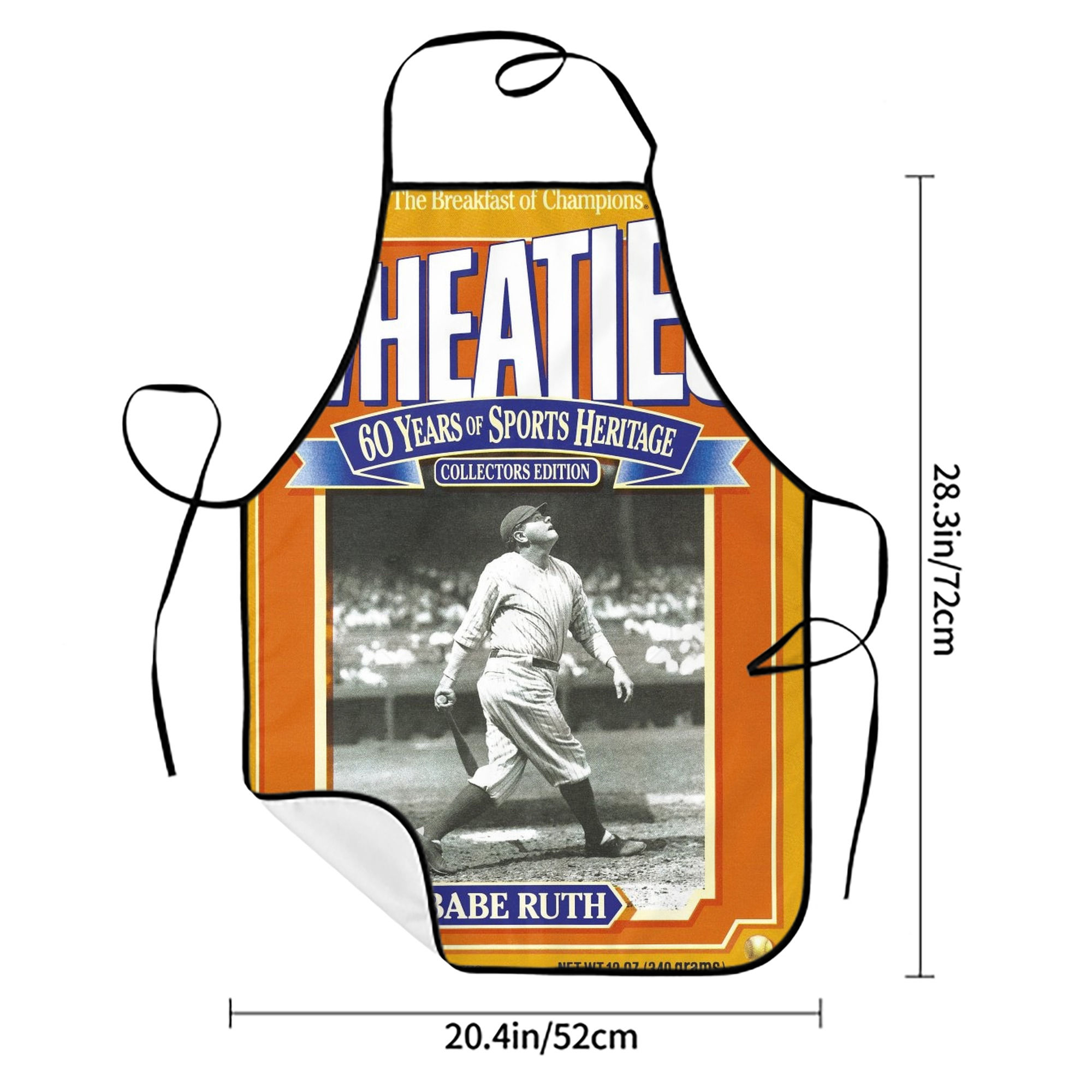 Babe Ruth 41 Stain-Resistant Polyester Apron With Pocket – Full Print, Waterproof, Anti-Wrinkle, Anti-Pilling – Ideal For Kitchen, BBQ, Restaurant, Salon & More