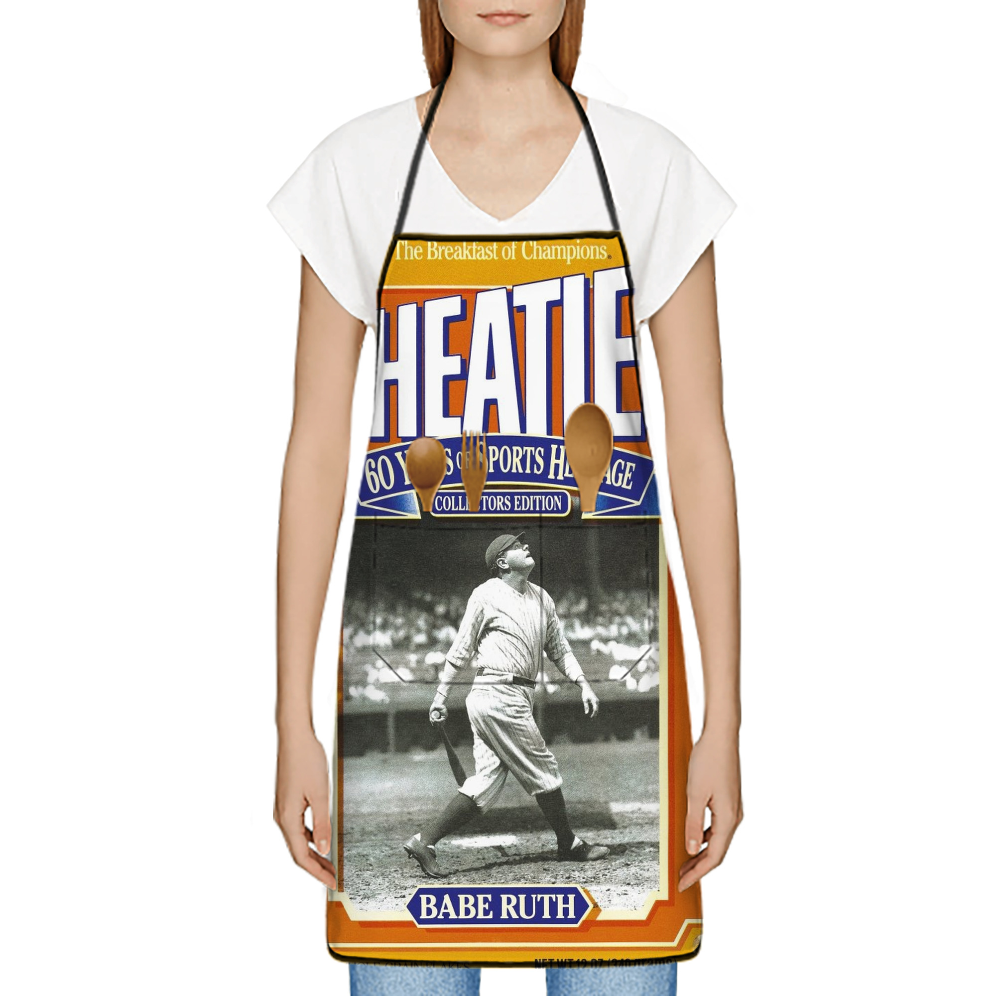 Babe Ruth 41 Stain-Resistant Polyester Apron With Pocket – Full Print, Waterproof, Anti-Wrinkle, Anti-Pilling – Ideal For Kitchen, BBQ, Restaurant, Salon & More